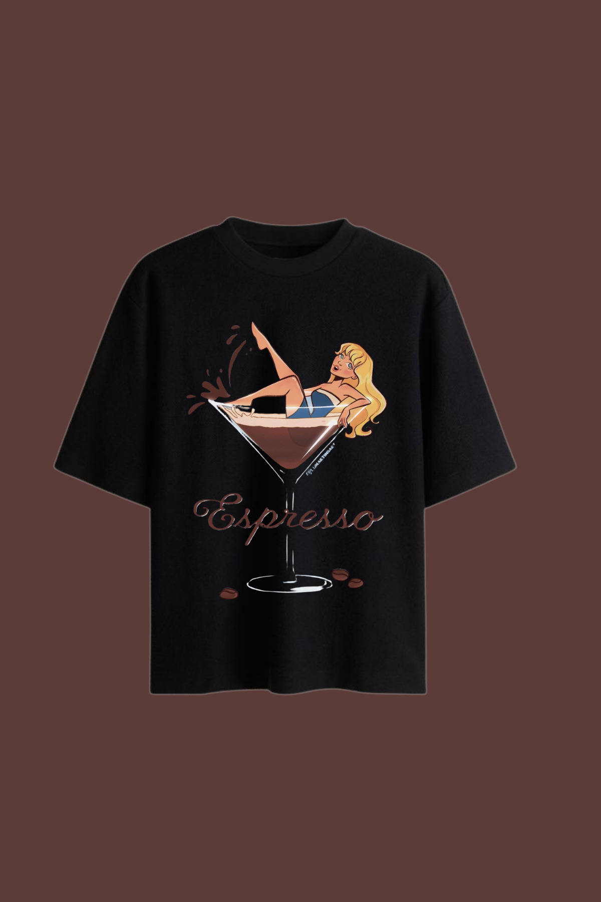 Dupe Design Espresso Baskılı Oversize T-shirt