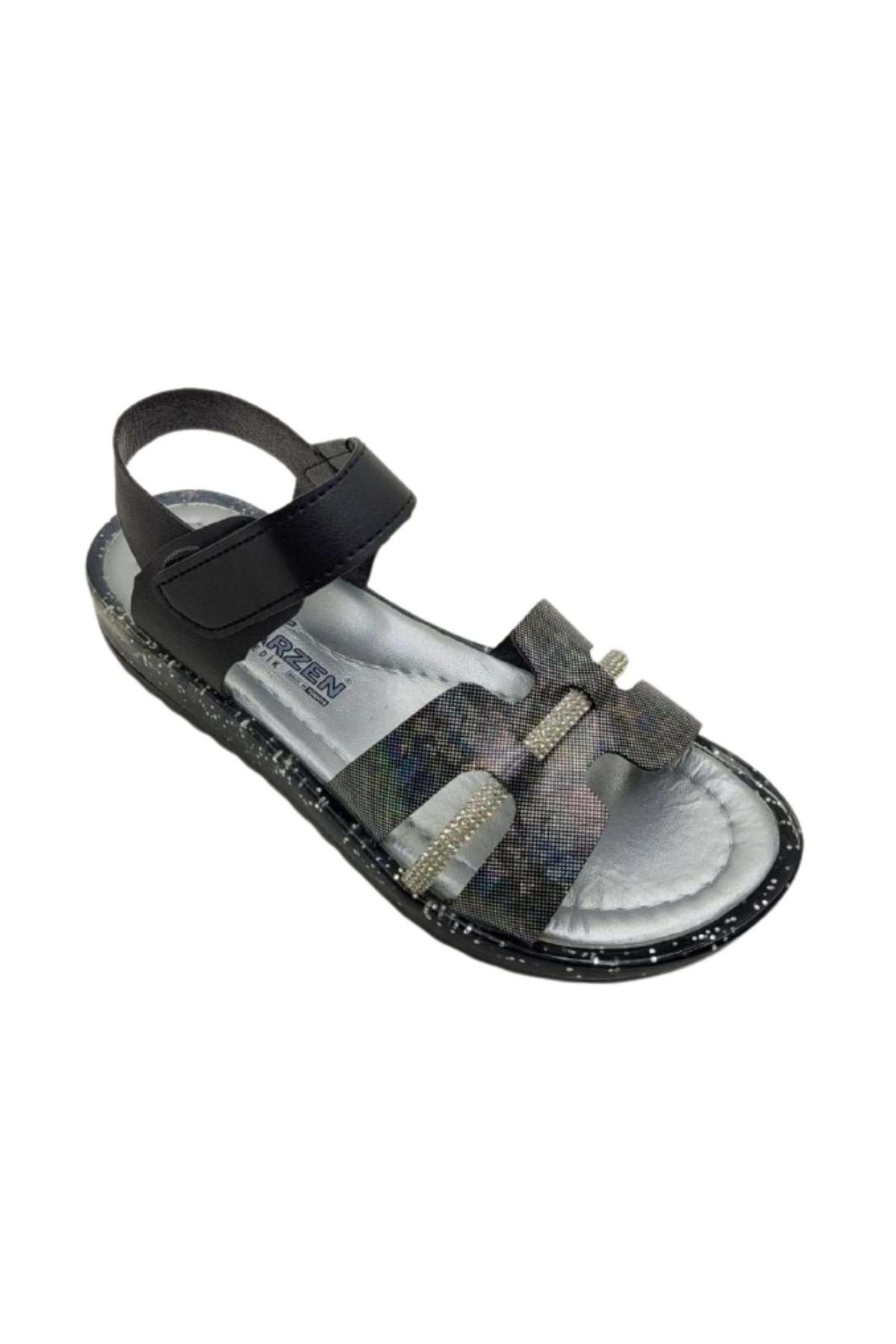 wakawakakidsstore Siyah Sim Detaylı Kız Çocuk Bebek Sandalet