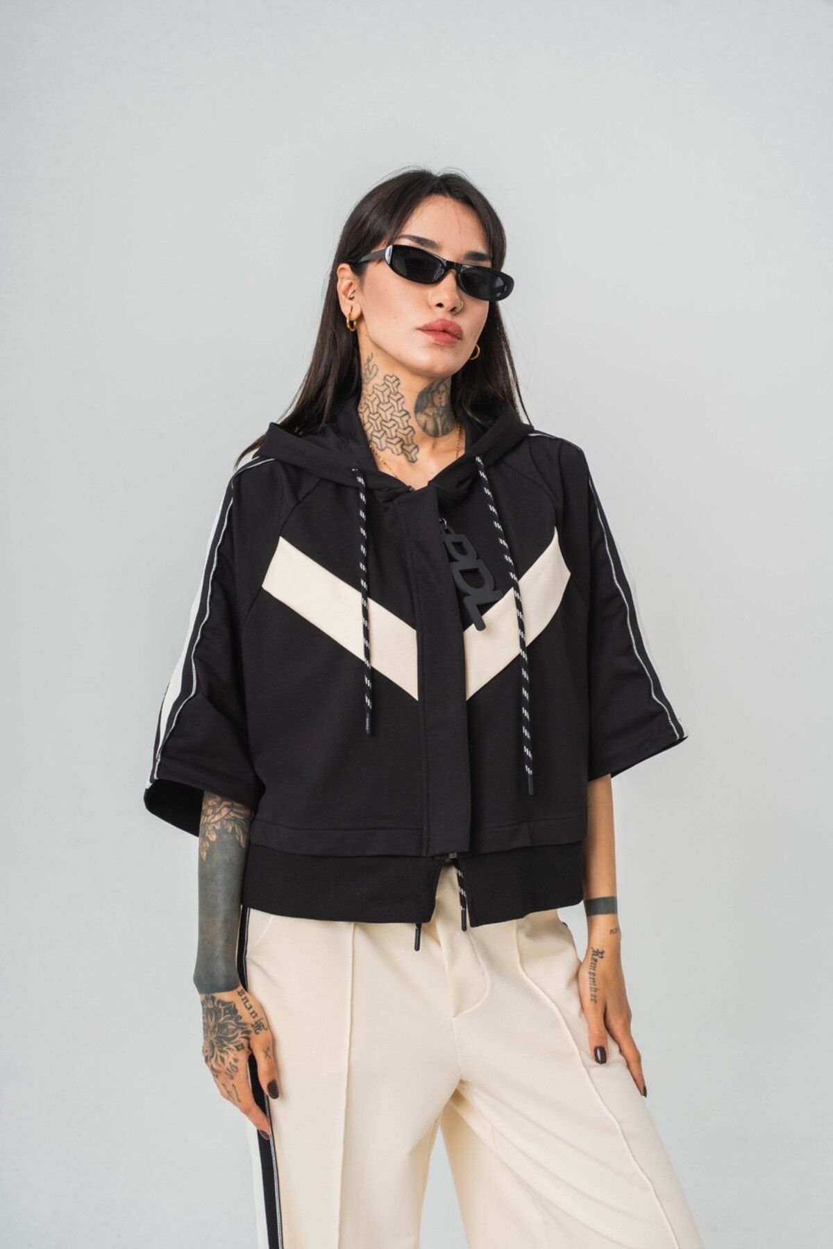 go gang own Cross Mountain Crop ve Kapüşonlı Kadın T-shirt 2'li Set