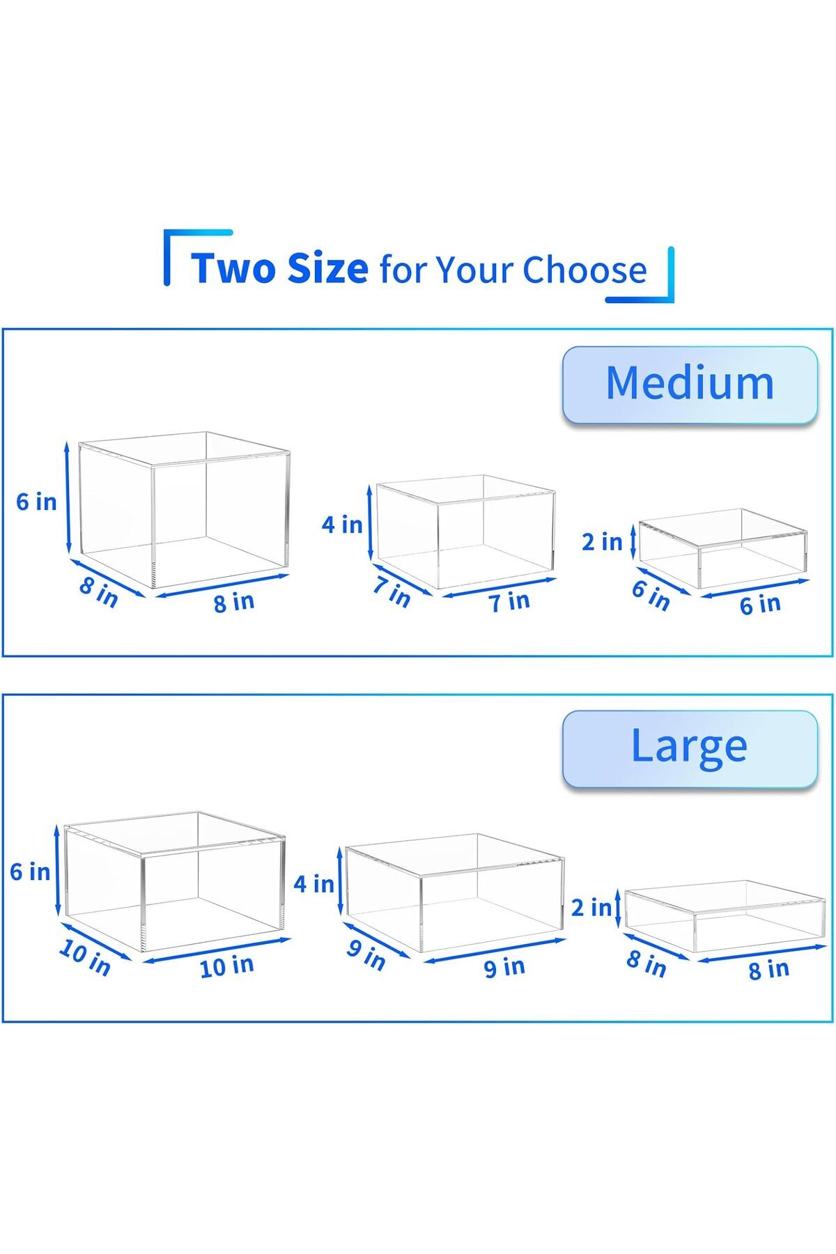 Generic-6pcs Acrylic Risers Cube Dessert Table Display Nesting Riser With Hollow Bottoms 8"x9"x10(CLEAR) 2