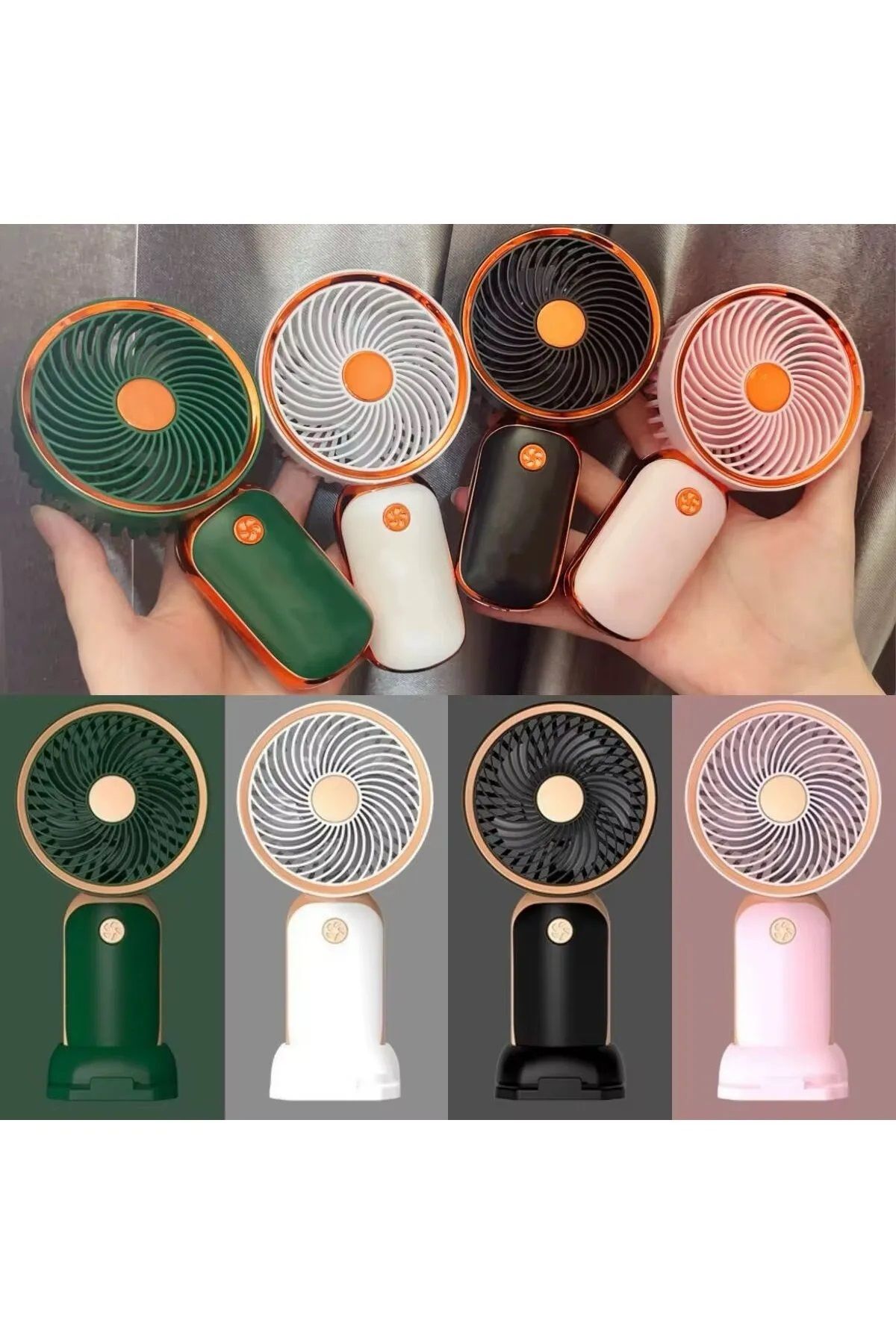 Enshall Şarjlı Masa ve El Fanı Vantilatör Telefon Standlı Mini Fan