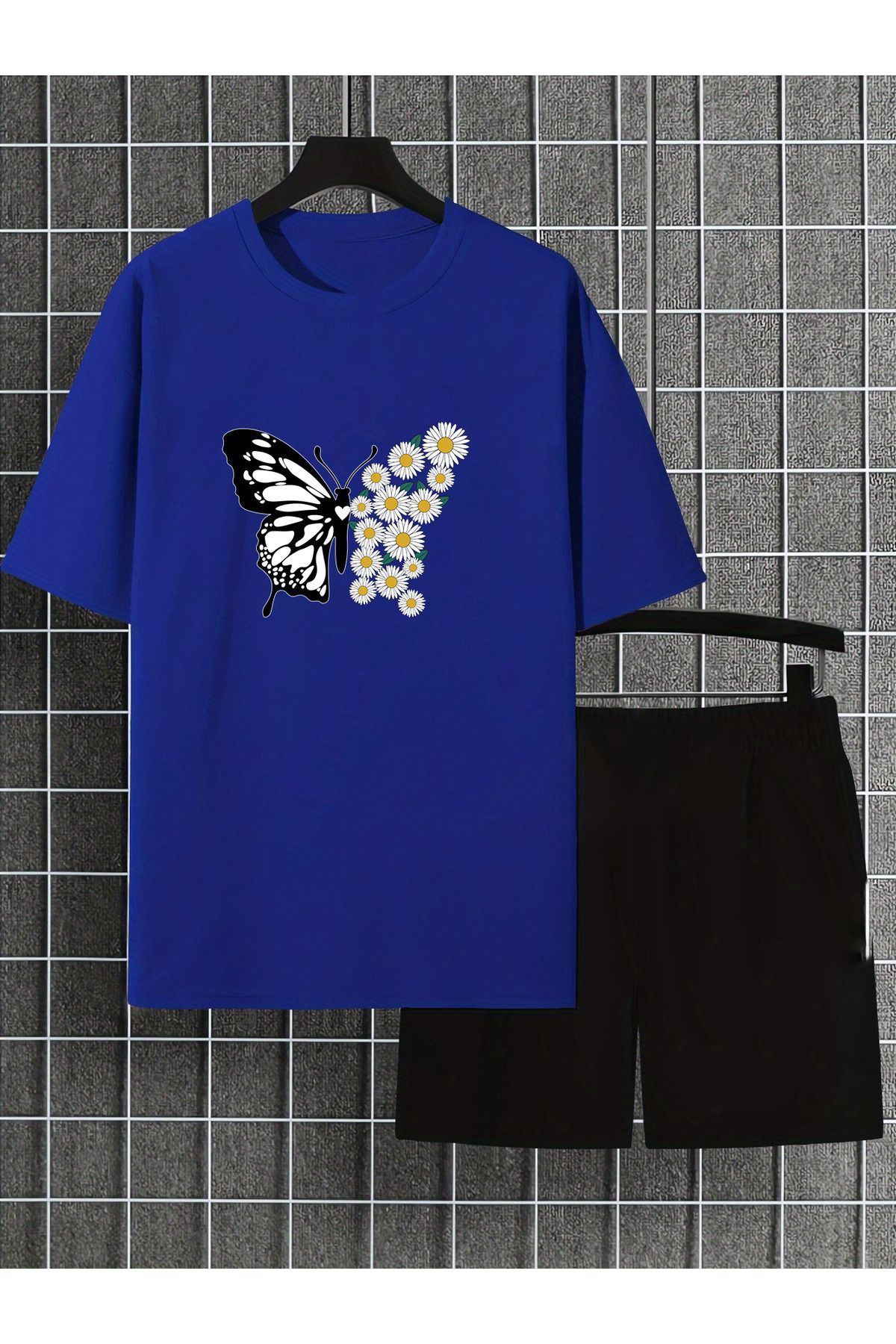 uyguntarz Unisex PAPATYAKELEBEK Tasarım Basklı Tshirt Eşofman Takımı