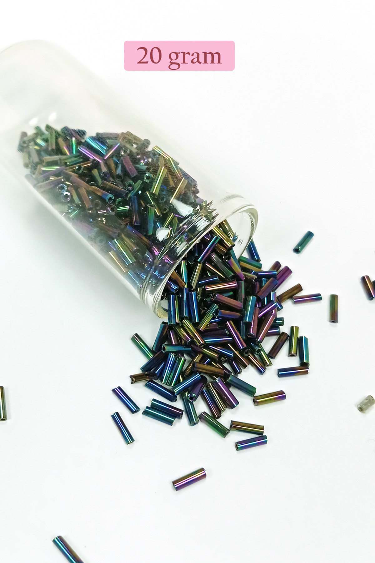 Royaleks Uzun Boru Kesme Boncuk Çap 2mm Uzunluk 10 mm - 20 Gram - Mavi Yeşil - BNC230