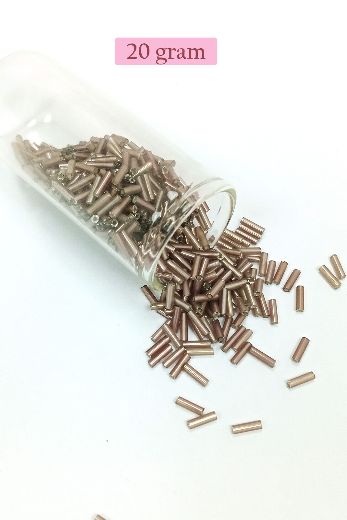Royaleks Uzun Boru Kesme Boncuk Çap 2mm Uzunluk 10 mm - 20 Gram - Koyu Bej - BNC225