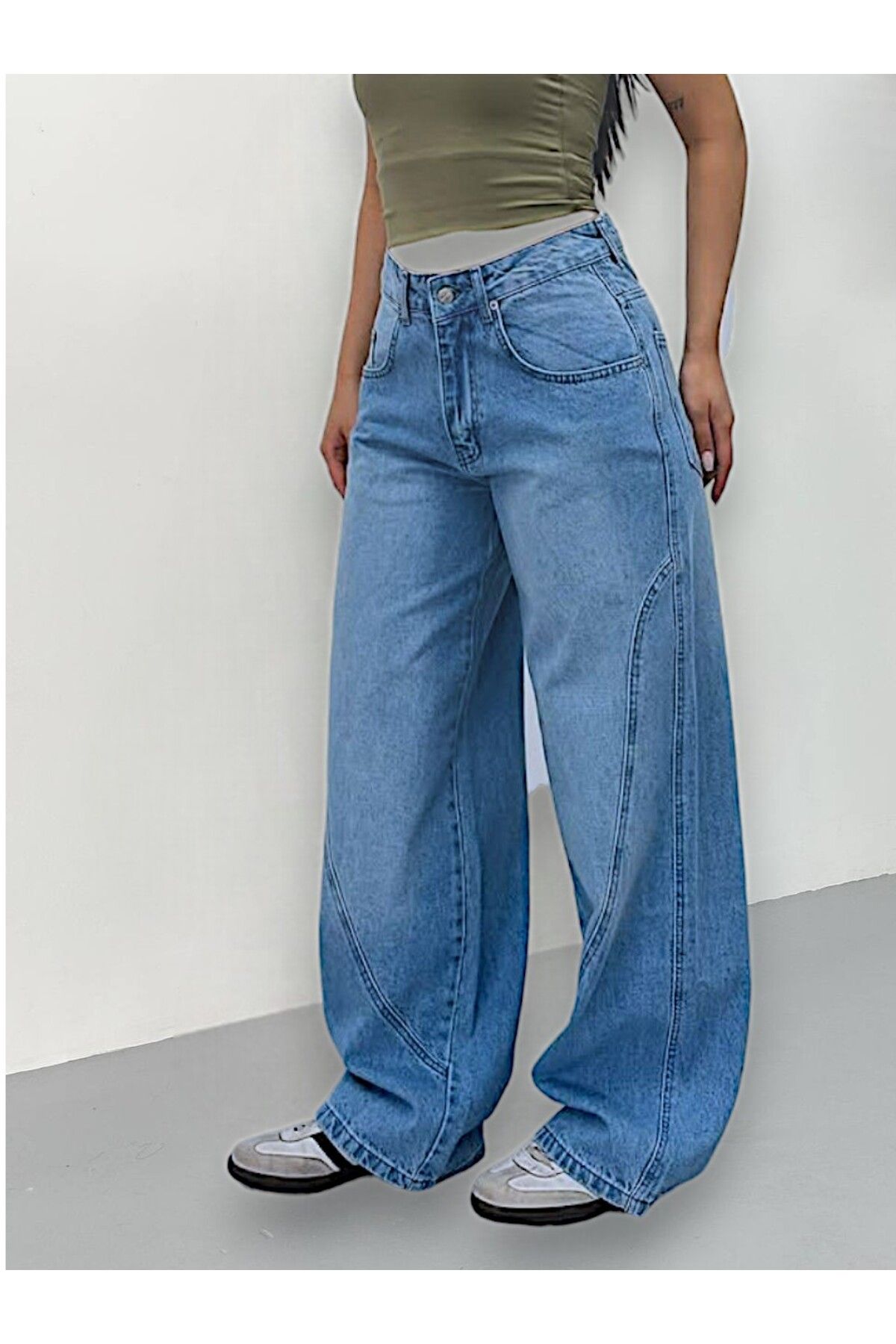 KOTOLOG Y2k Dikiş Detay Baggy Bol Paça Jean Yeni Sezon Trend