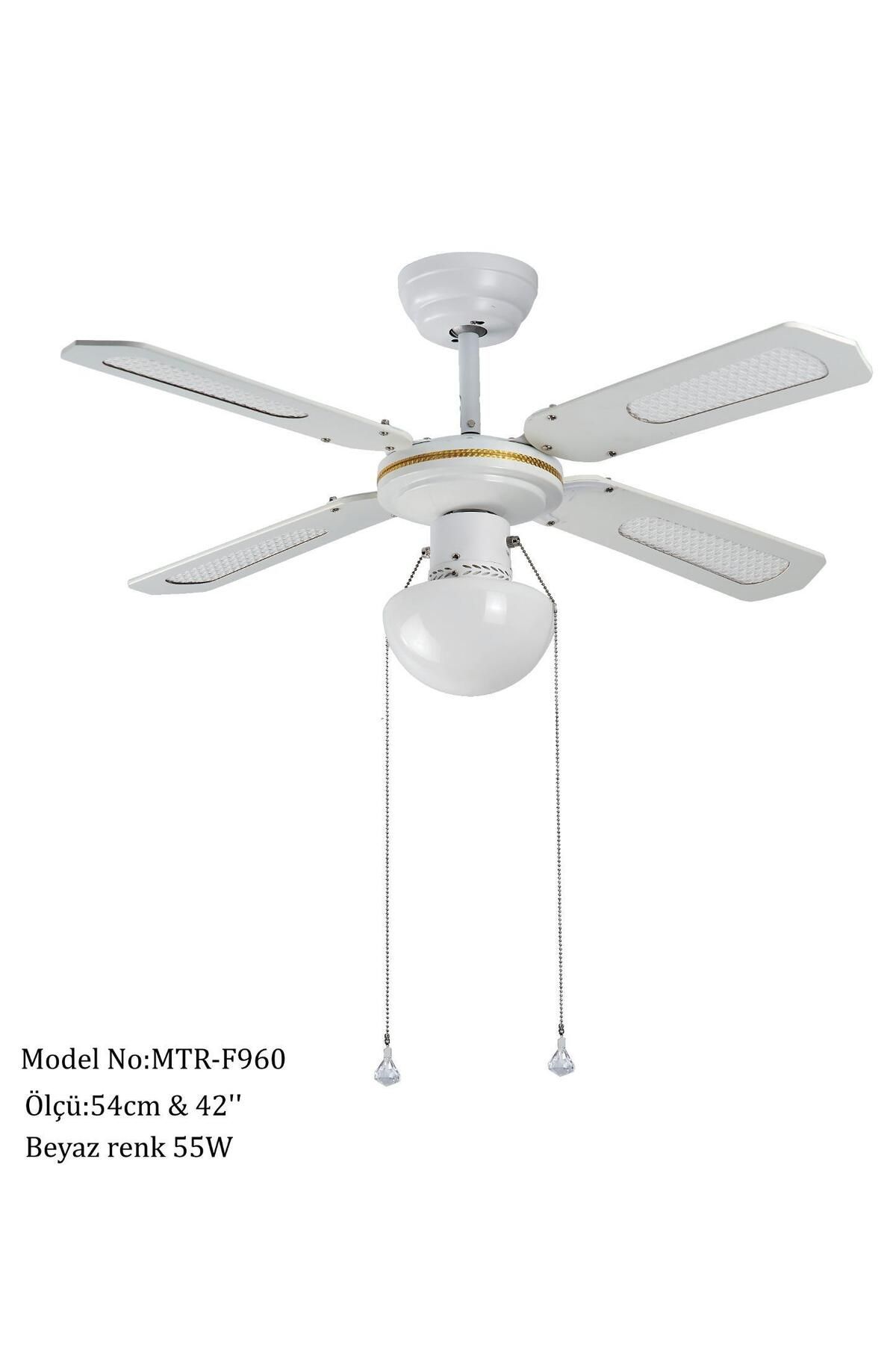 Mtr Master Mtr F960 4 Kanatlı Avizeli Tavan Vantilatörü Beyaz