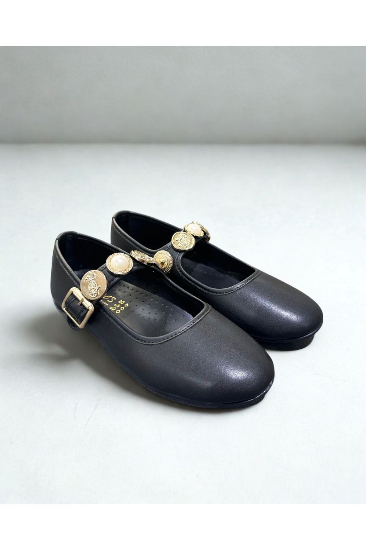 LINASHOES07 Kadın Cild Günlük Babet Tokalı Ayarlanabilir Hafif Rahat Ayakkabı Siyah