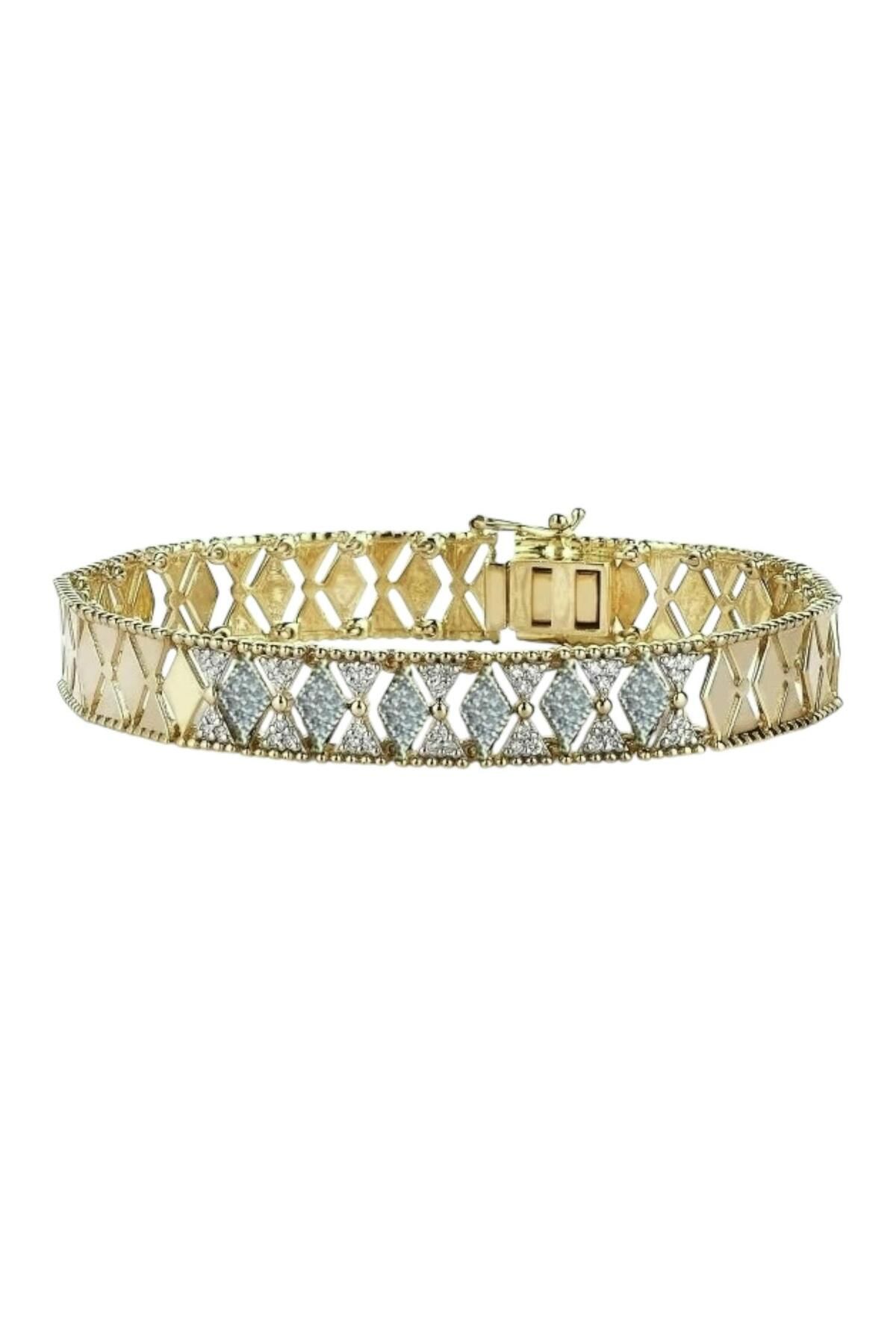 neslyaccessories Kuyumcu Kilitli 14K Altın Kaplama Bileklik