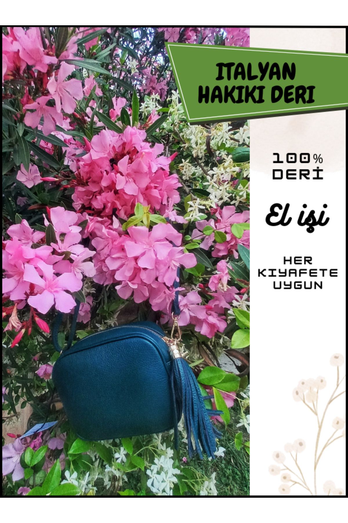 RENGARENK Hakiki Deri İtalyan Şık Zamansız Çapraz Omuz Çanta Her Kıyafete Uygun