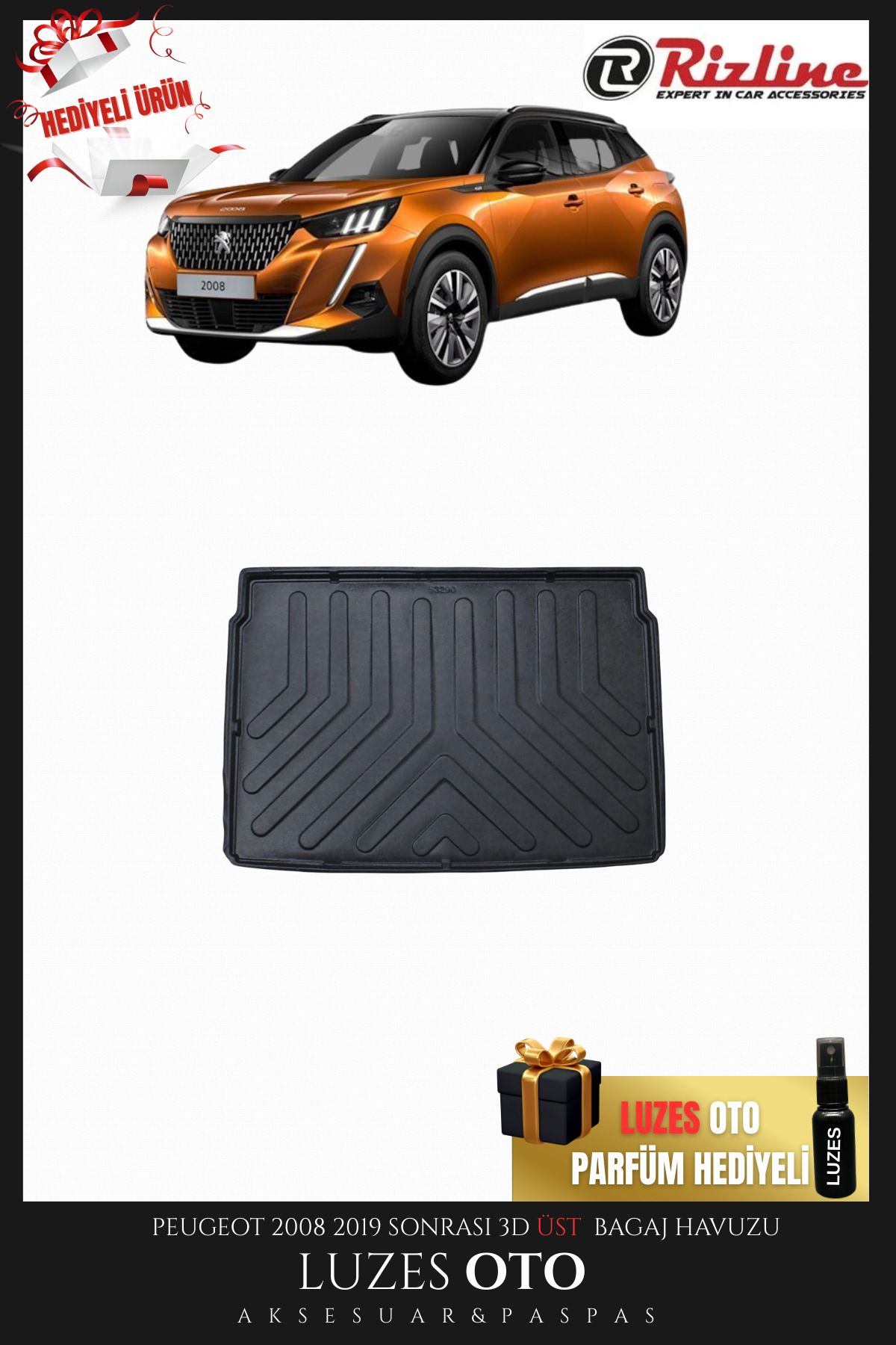 Rizline Peugeot 2008 3D Üst Bagaj Havuzu 2019-2020-2021-2022-2023-2024-2025