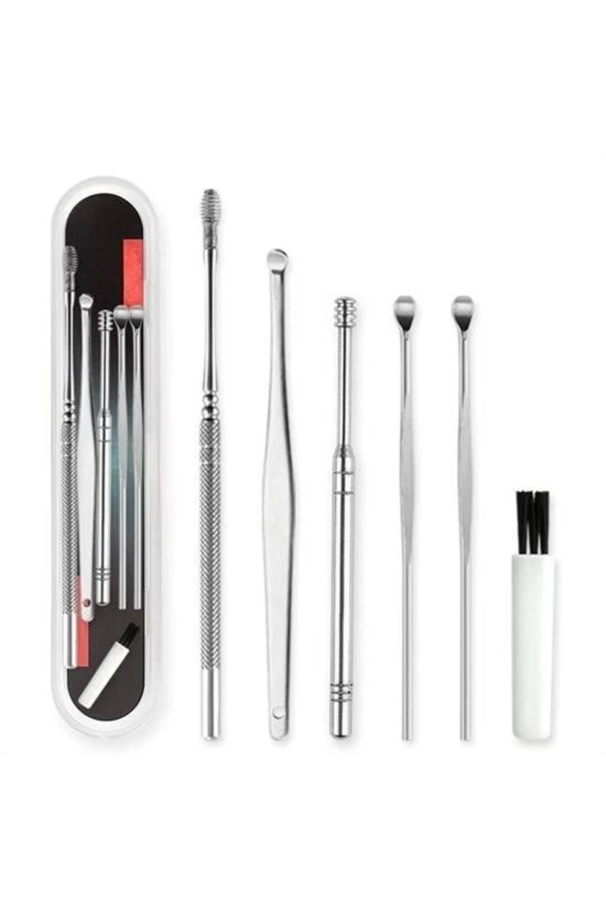 MELFSHOP 6 Parça Paslanmaz Çelik Kulak Balmumu Toplayıcı Çıkarıcı Temizleyici Bakımı Çubuk Seti