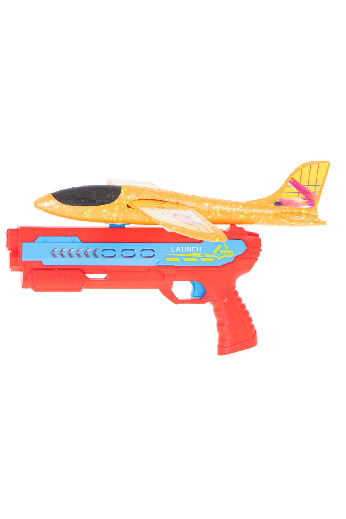 zola-Airplane with launcher, Zola, with stickers included, plastic/foam, red/orange color 2