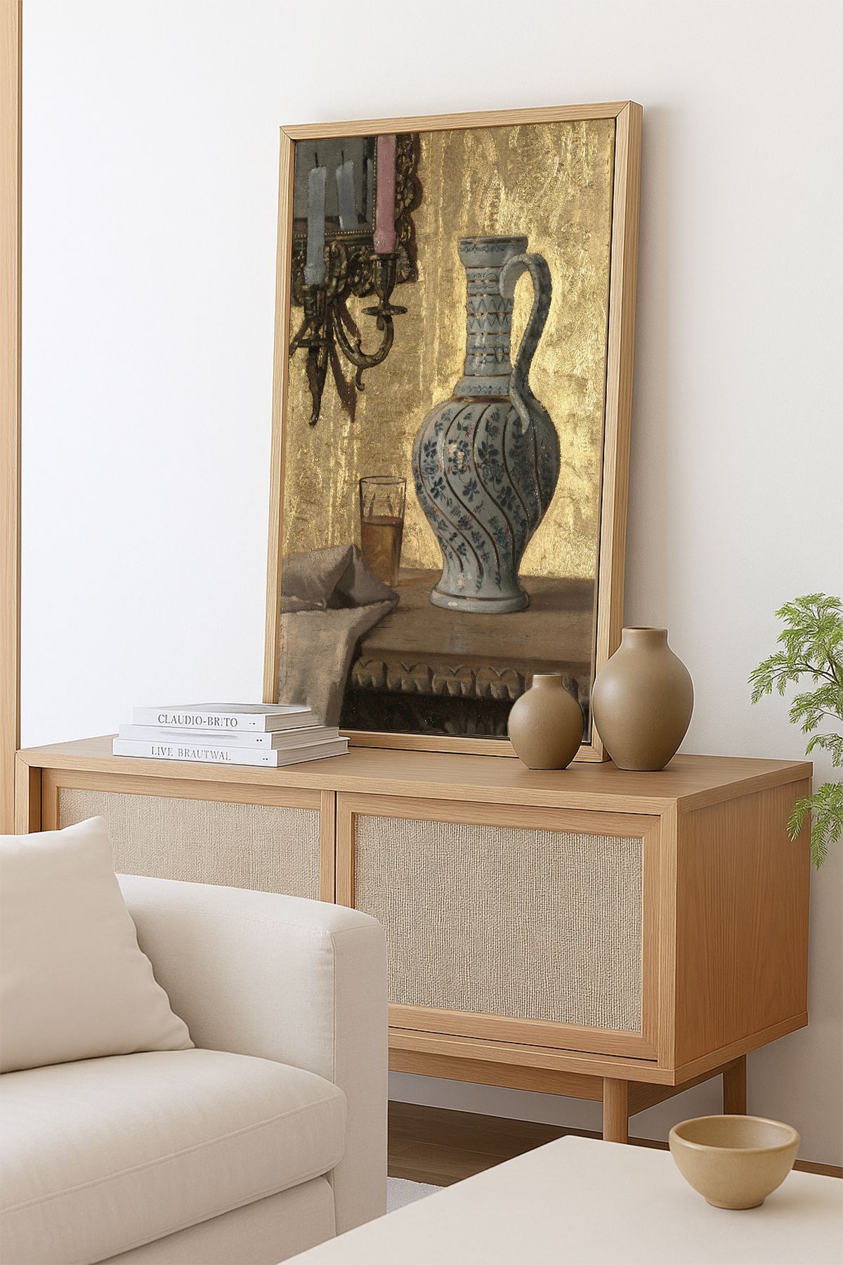 AKSU SANAT Antika Vazo Vintage ÇERÇEVELİ Kanvas Tablo, ÇİFT ÇERÇEVELİ Tablo 1KTBL13