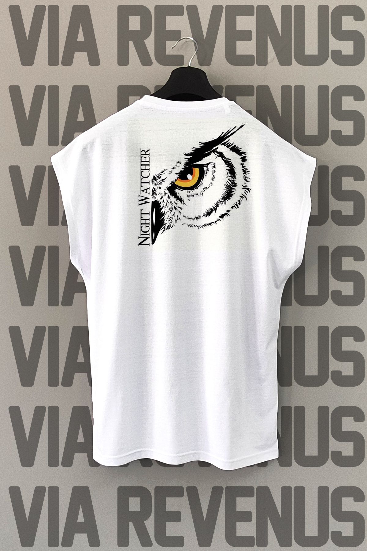 Vordevia Night Watcher Sırt Baskılı Sıfır Kollu Bisiklet Yaka Spor Tshirt