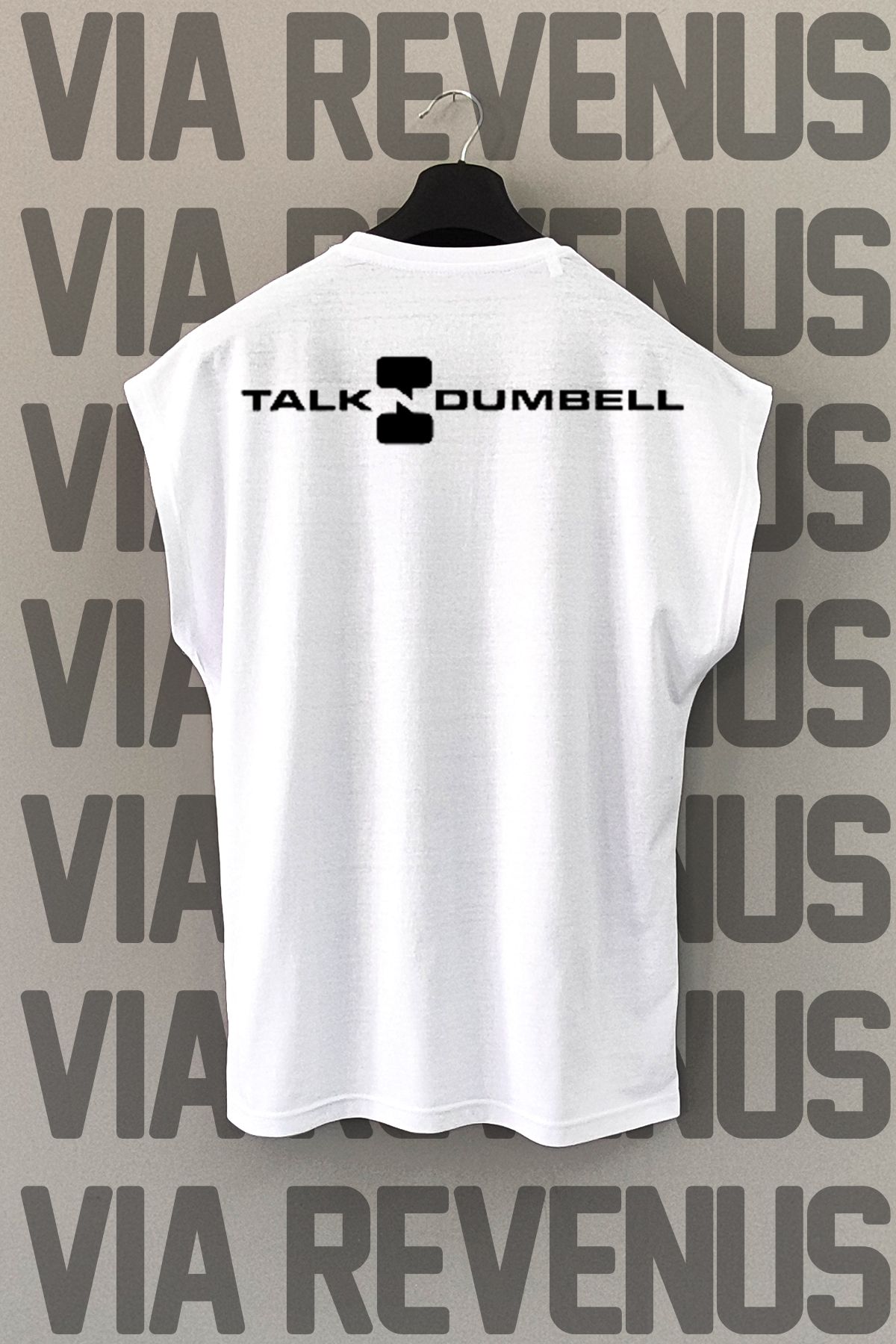 Vordevia Talk Dumbell / Gym Sırt Baskılı Sıfır Kollu Bisiklet Yaka Spor Tshirt