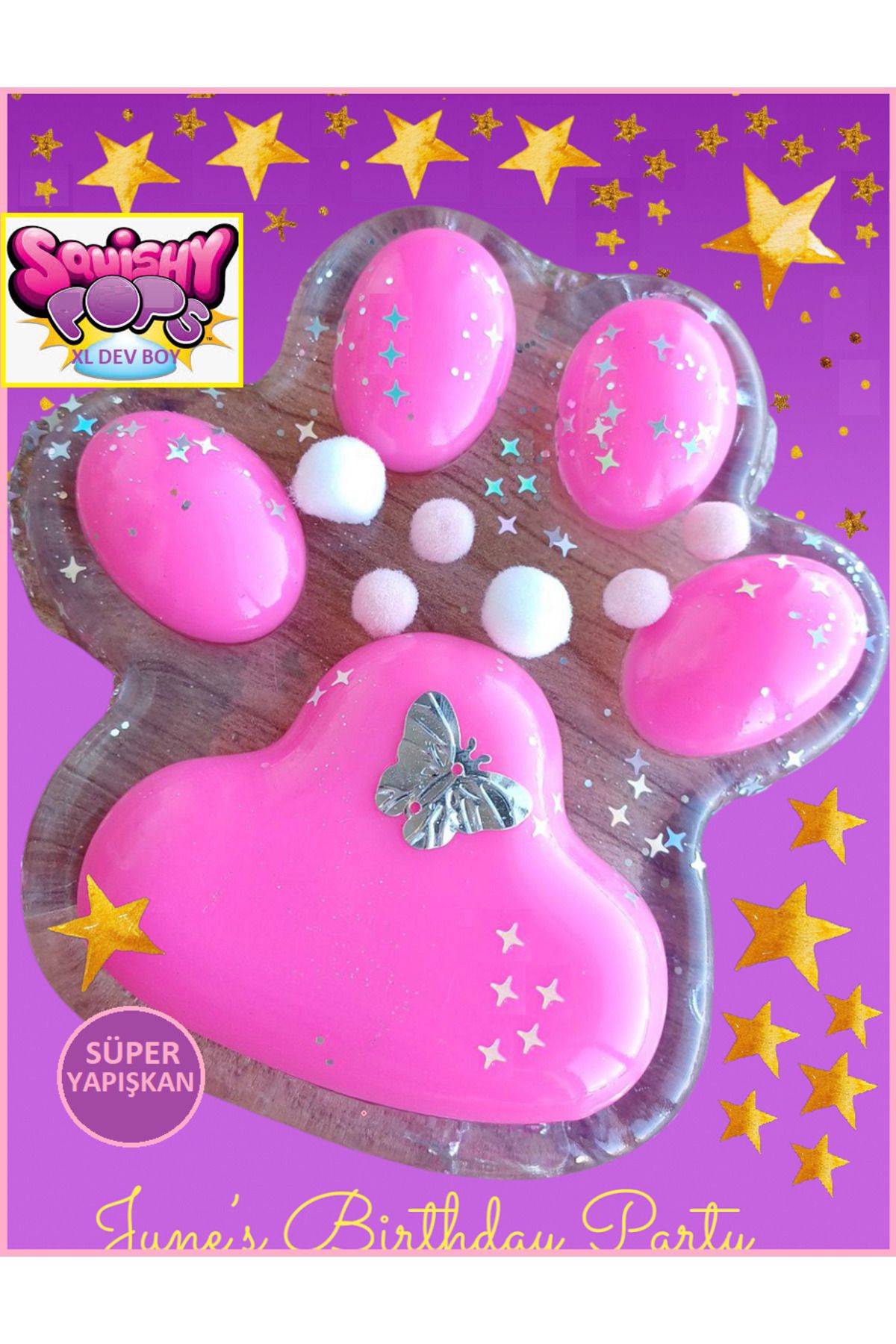 OYUNCAKSAHİLİ Fufu Squishy Jumbo XL Devboy Kedi Patisi Sukuşi Oyuncak Pati Skuşi Pembe Harika Yapışkan