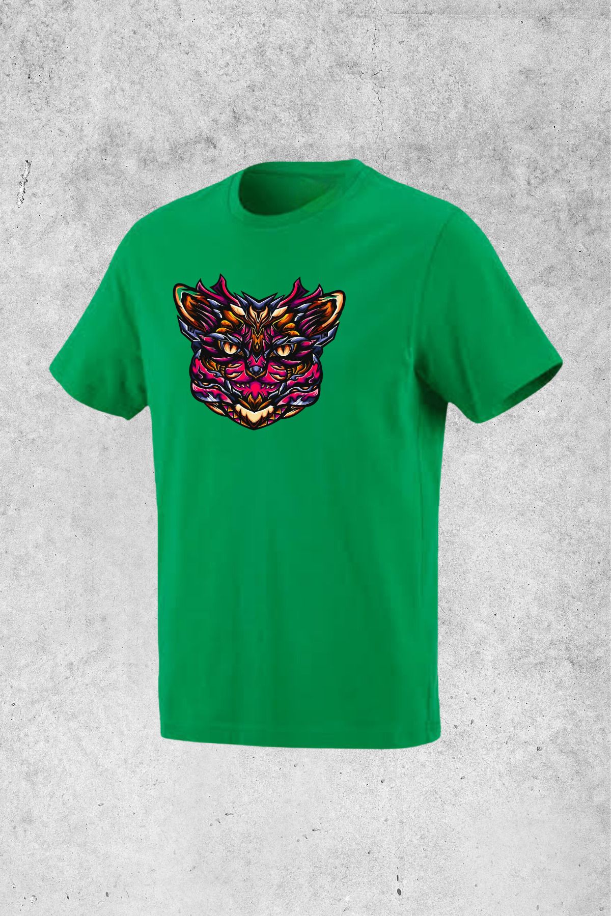 MOLICO Basic unısex sıfır yaka kısa kollu RENKLİ KEDİ BASKILI tshirt