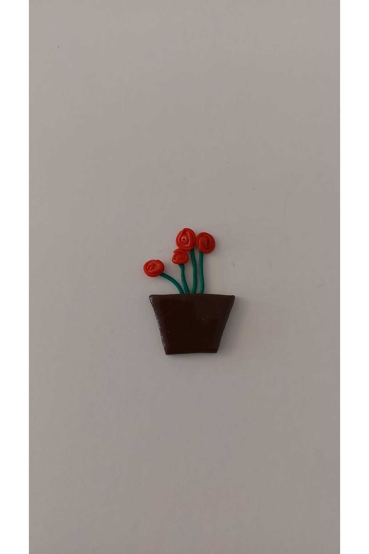 GiftlandCollection GiftLand El Yapımı Minyatür Polimer Kil Çiçek Magnet