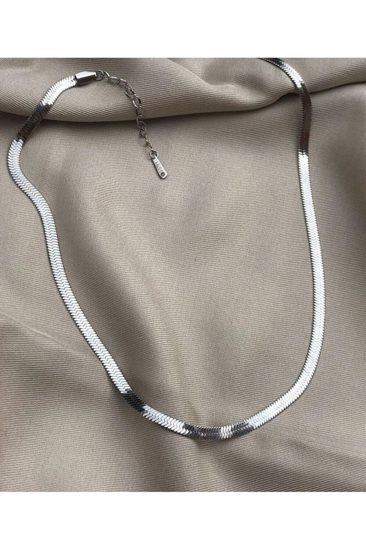 ENA Outlet 316L Çelik Silver 45 cm İtalyan Zincir Model Kadın Kolye