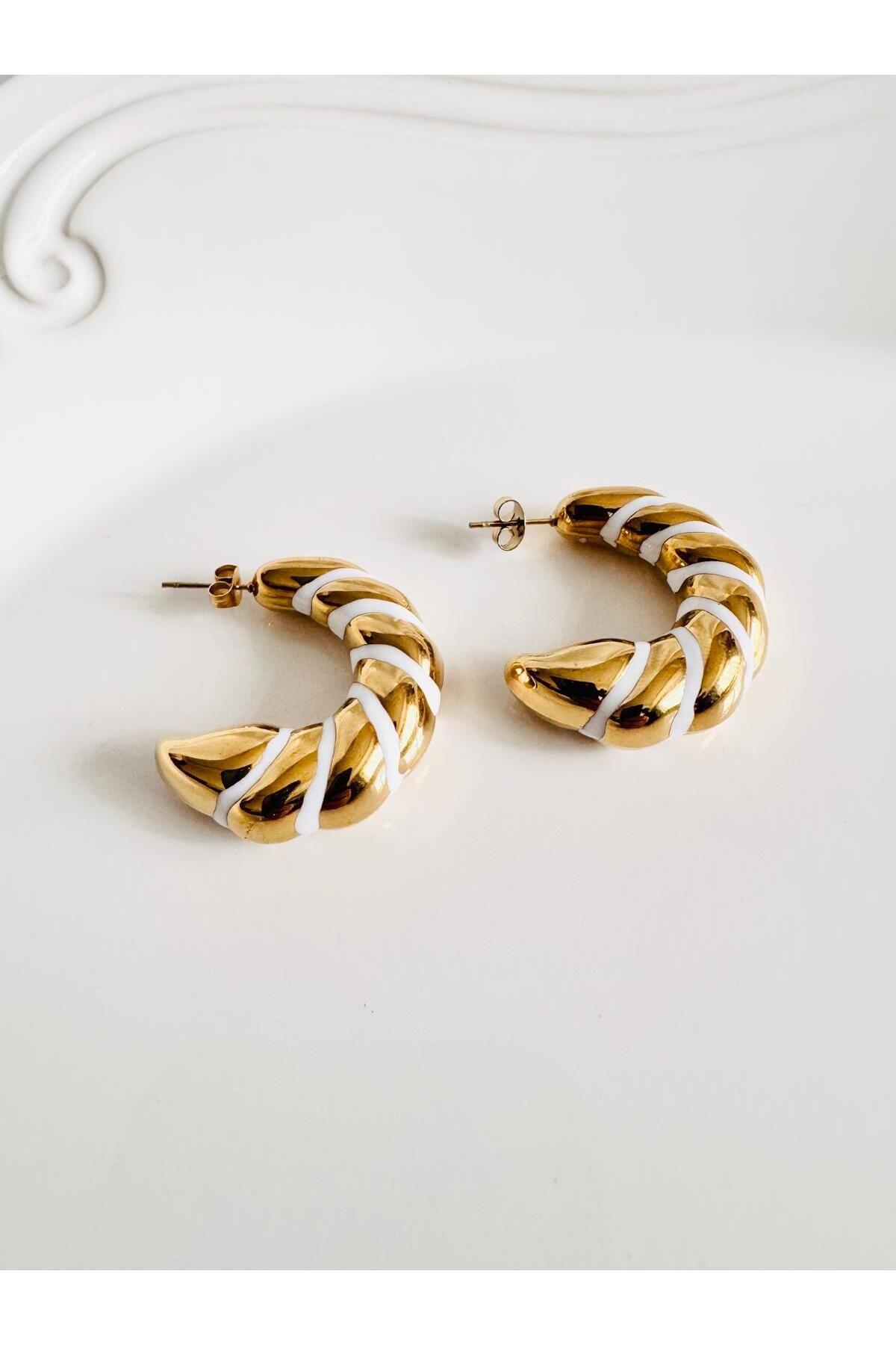 DEVİ fashion Çelik Yarım Halka Küpe 3 cm