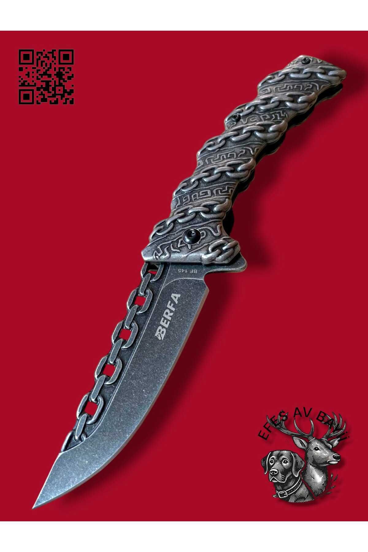 BERFA BF-145 ZİNCİR MOTİFLİ METAL CEP ÇAKI