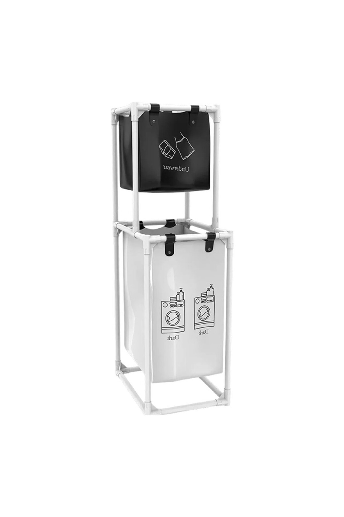 Flippy Laundry Basket, Flippy, 2-Tier, 2 Baskets, Stainless Steel