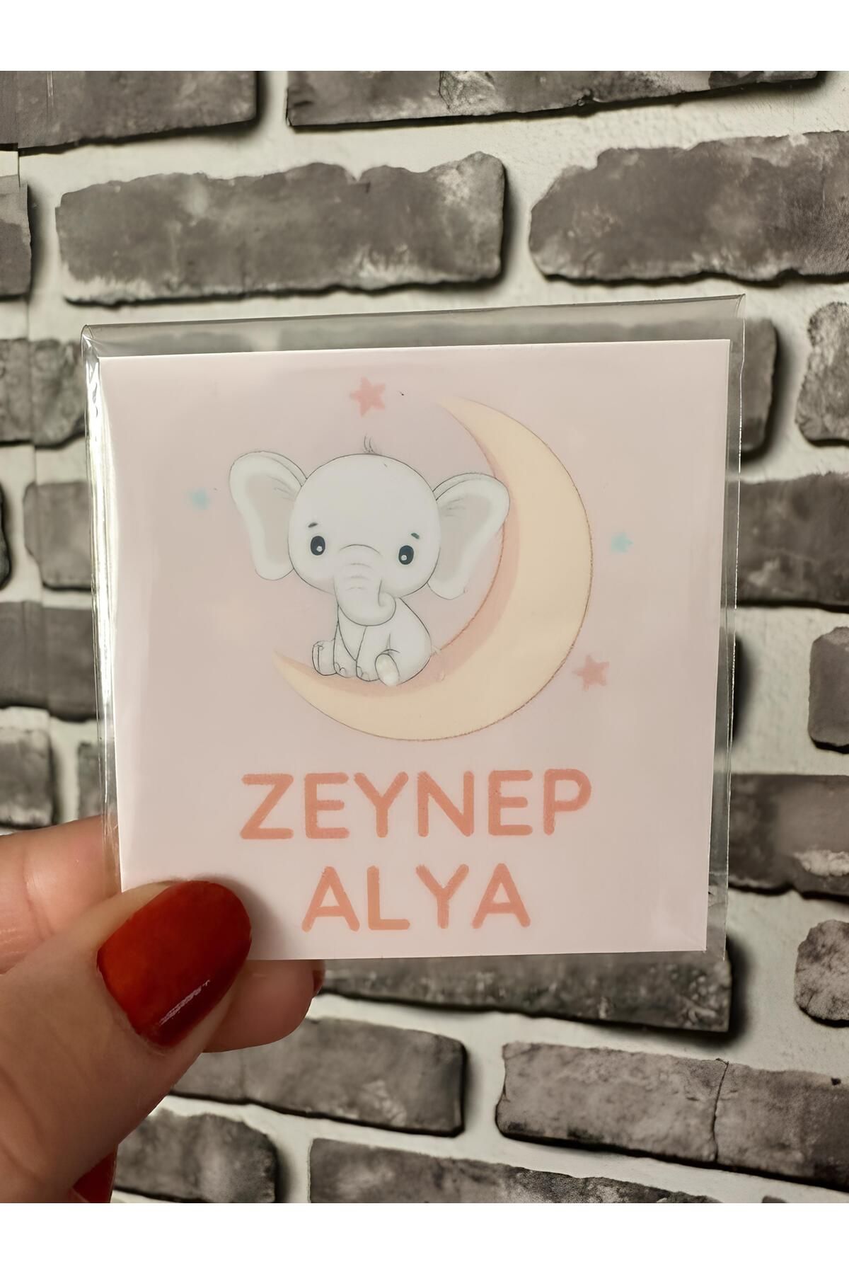 Renkia Studio Kişiye Özel 12’li Sevimli Fil Tasarımlı Magnet Seti – Bebek Doğum Hediyeliği