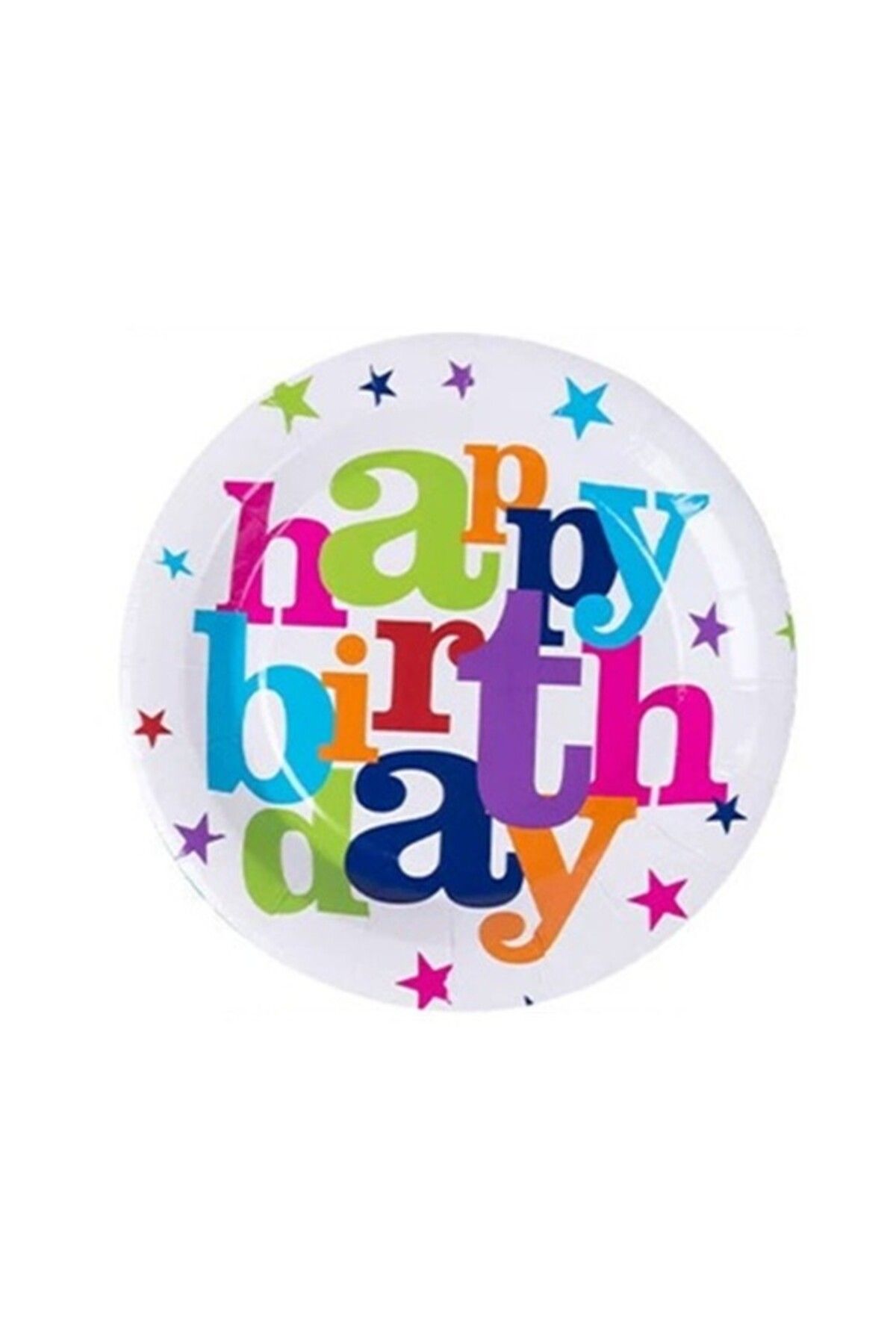 OEM Set 6 Farfurii Unica Folosinta, Imprimeu Happy Birthday, Din Carton, Diametru 18 Cm, Unisex - 10
