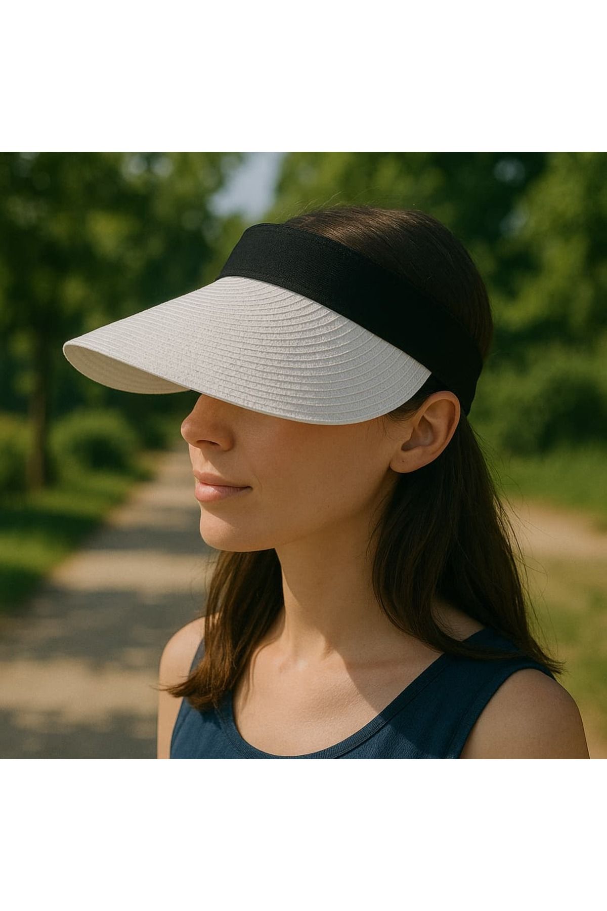 WOHOME İki Renkli Hasır Vizör Taç Vizör Şapka Unisex