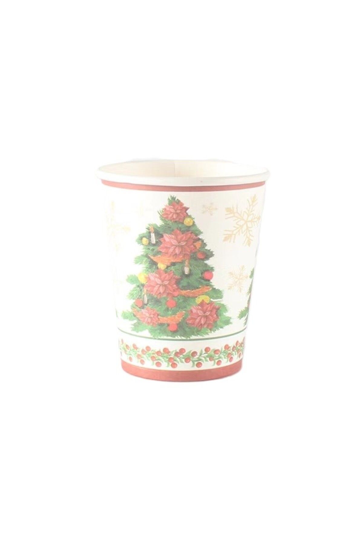 OEM Set 10 Pahare, Imprimeu Brad De Craciun, Din Carton, 250 - 300 Ml, 7.5 X 8.4 X 5.3 C Unisex - 10