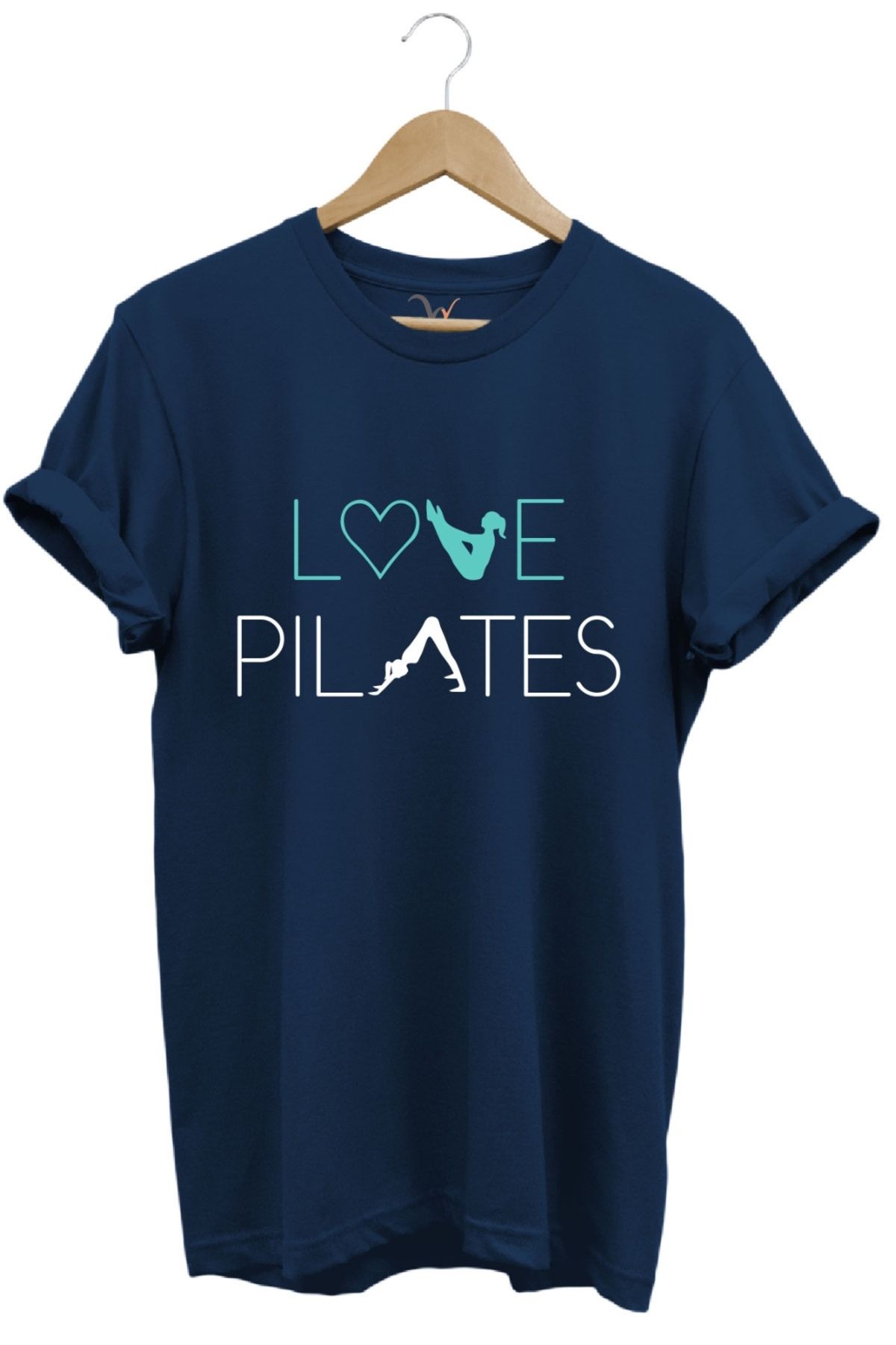 MODA Love Pilates– Spor & Günlük Stil Baskılı Tişört %100 Pamuk Bisiklet Yaka Basic T-shirt