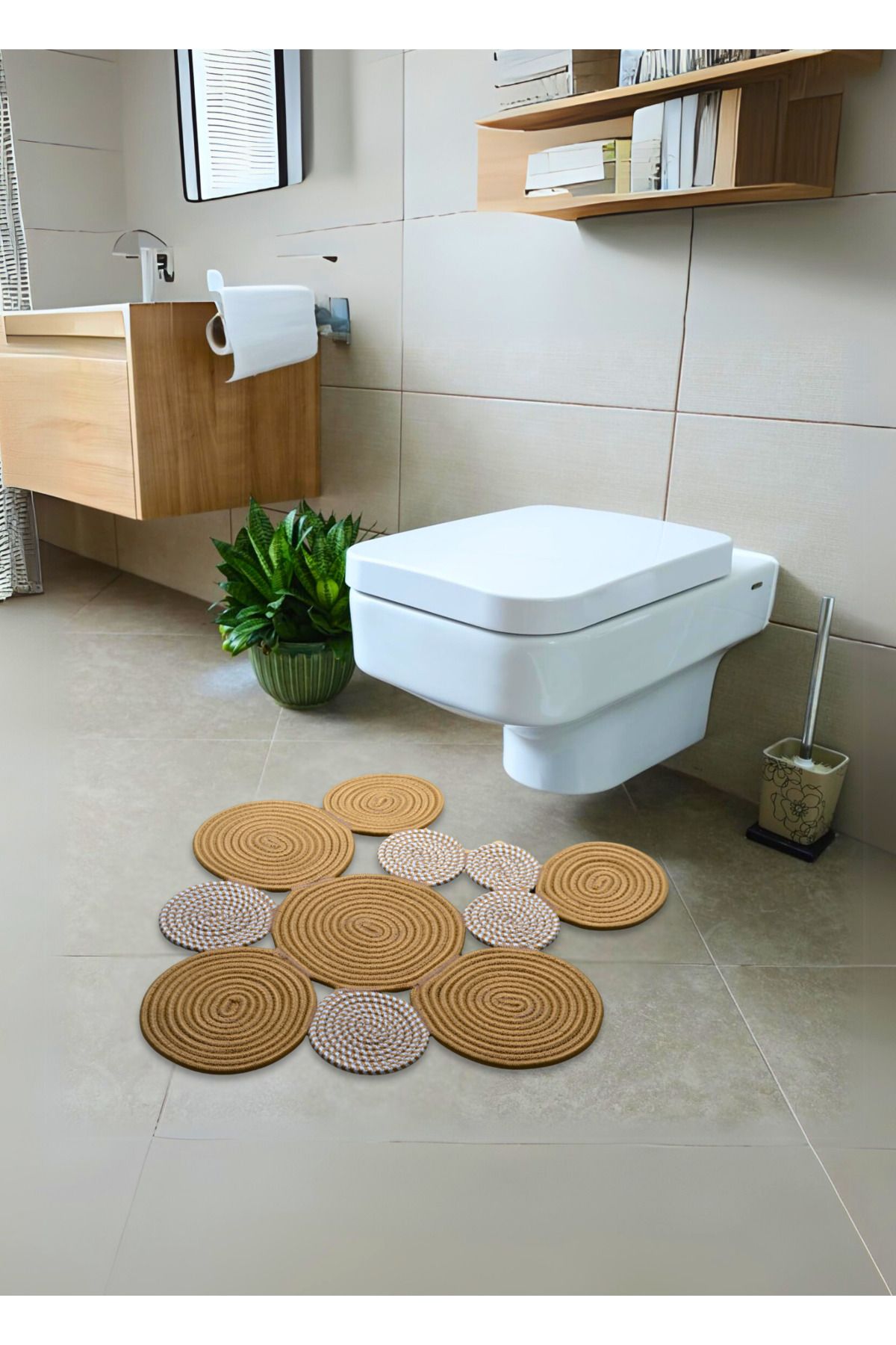 HomeTurko BOHEM YIKANABİLİR ÇİFT TARAFLI JÜT, HASIR BANYO KLOZET ÖNÜ PASPASI. NEME DAYANIKLI RUSTİK PASPAS
