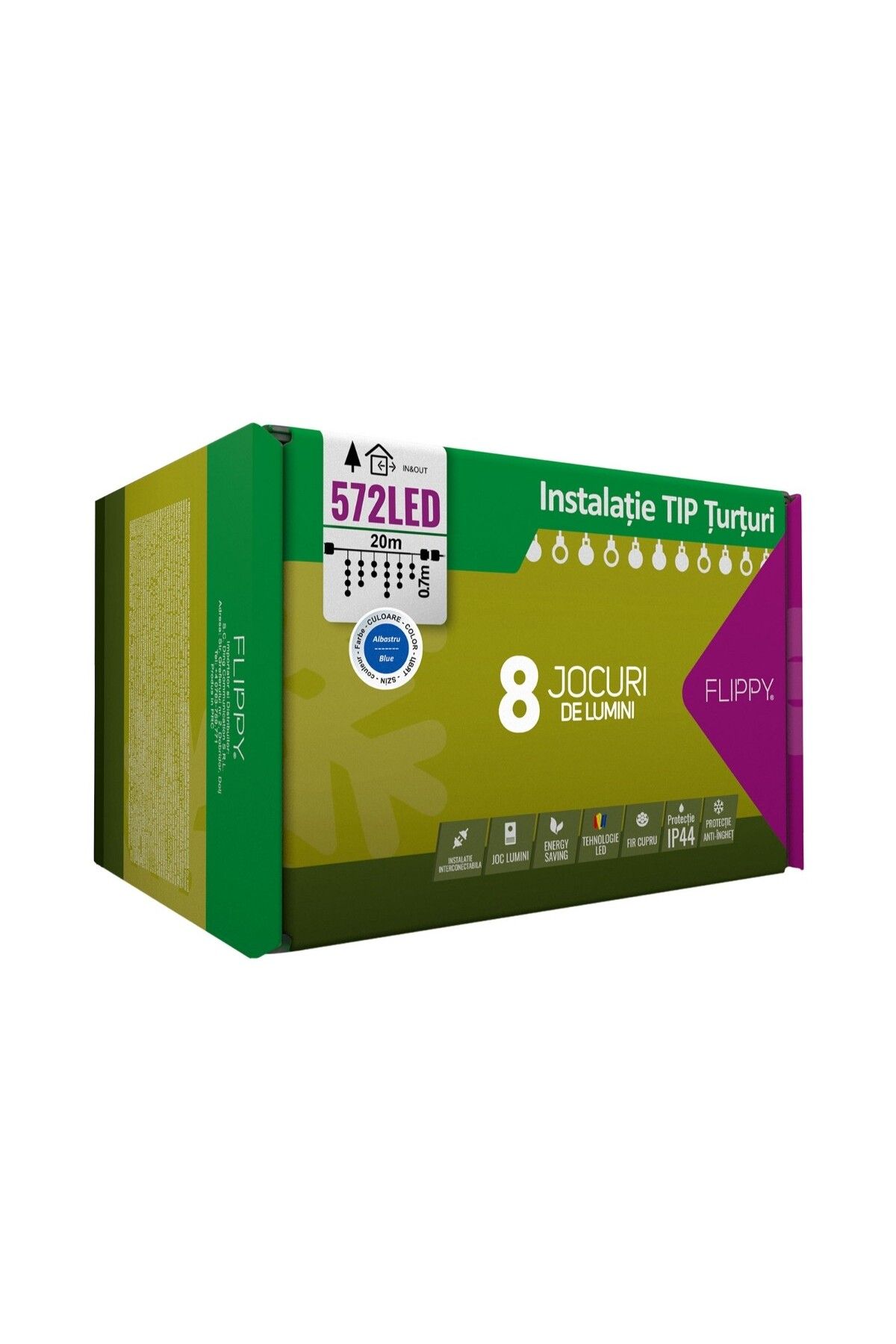 OEM Instalatie Craciun, 20 M, 572 Led-uri ,franjuri, Albastru, 8 Jocuri De Lumini, Transf Unisex - 10