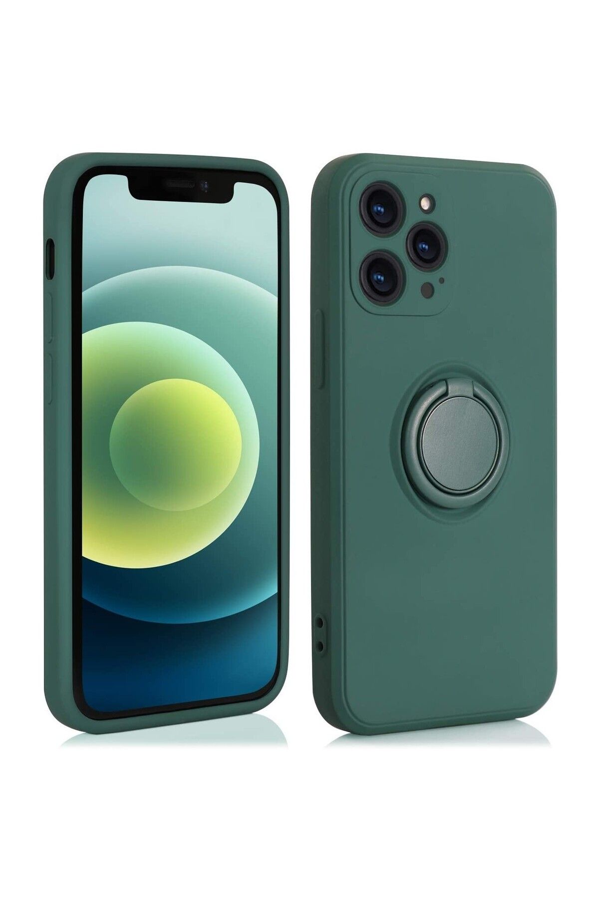OEM-Protective case compatible with Apple iPhone 11 Pro Max Liquid Silicone Ring with rotating stand Green 1