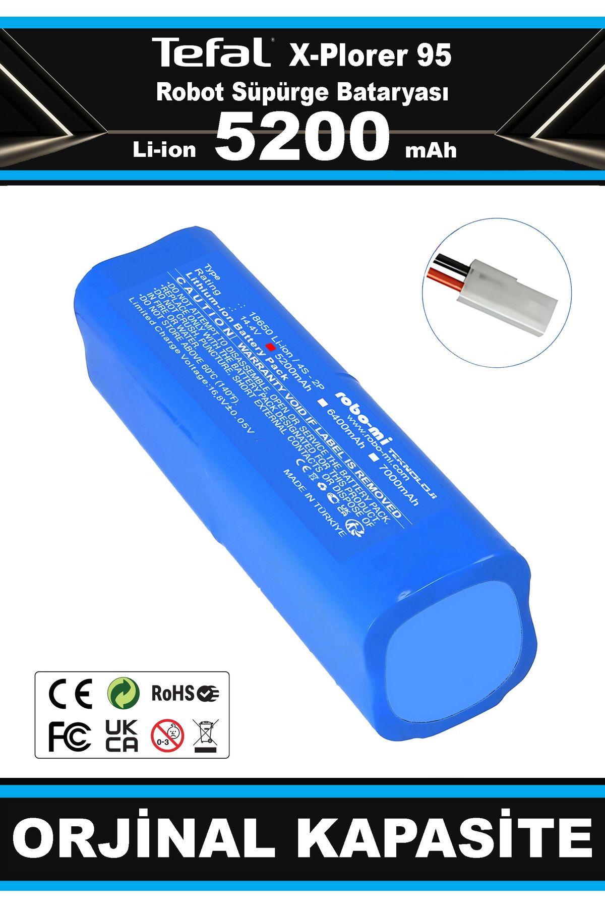 robo-mi Tefal X-PLORER 95 5200mAh Robot Süpürge Bataryası - Gerçek Kapasite, Maksimum Güvenlik