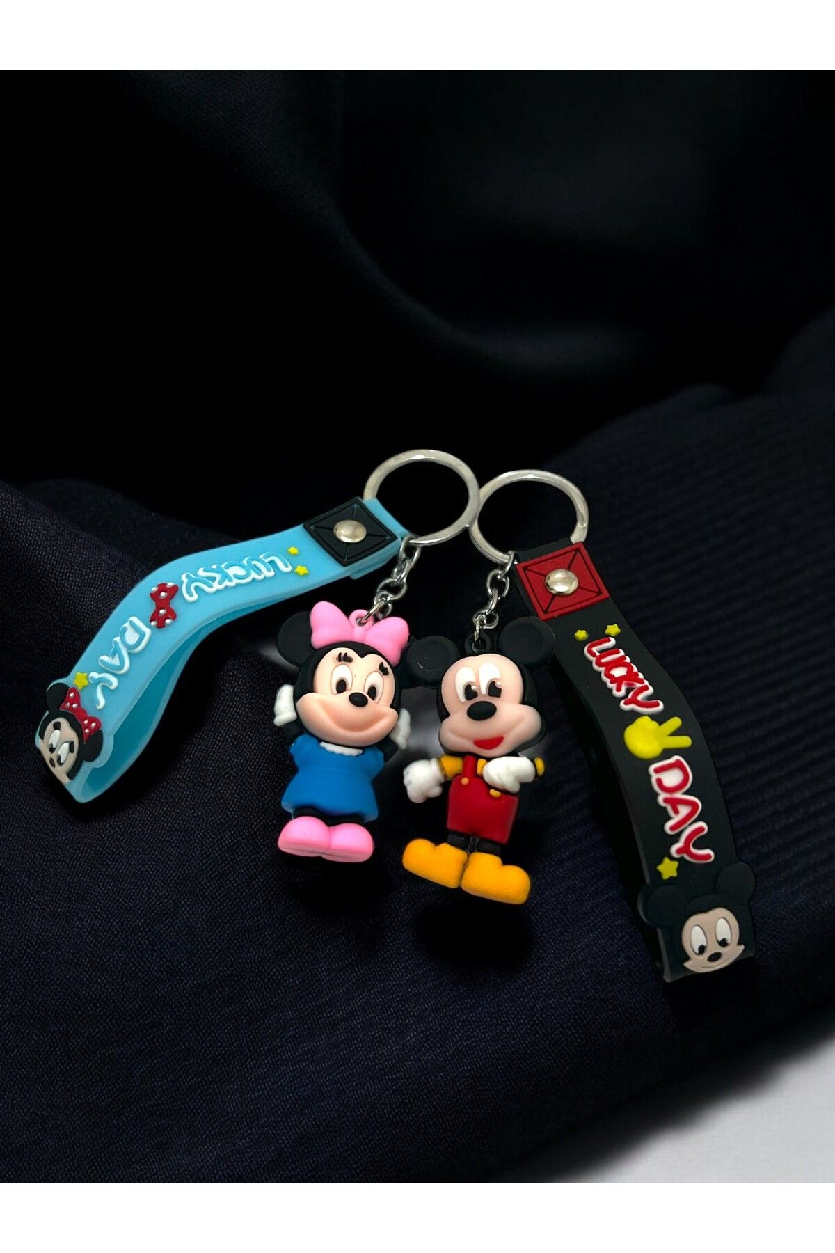 HALSE 2 Adet Sevimli Minnie Ve Mickey Mouse Çift Anahtarlık Ve Çanta Aksesuarı