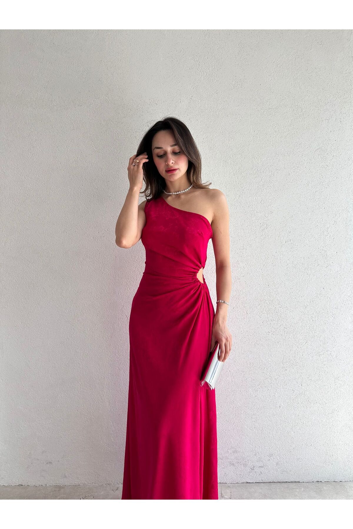 Mooi Butik ALASKA Maxi Elbise 4776 - Fuşya