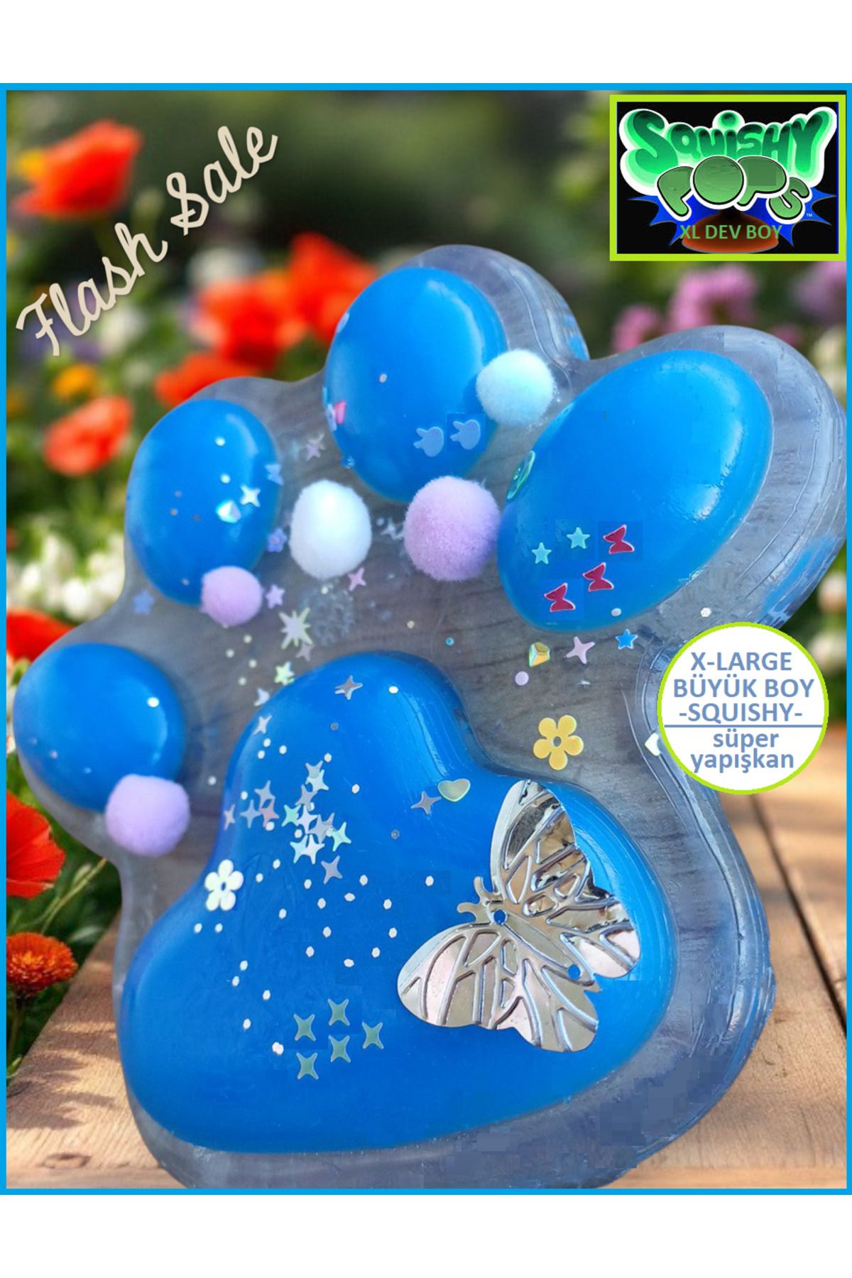 OYUNCAKSAHİLİ Fufu Squishy Jumbo X.L Devboy Kedi Patisi Sukuşi Oyuncak Pati Skuşi Lacivert Pover Yapışkan