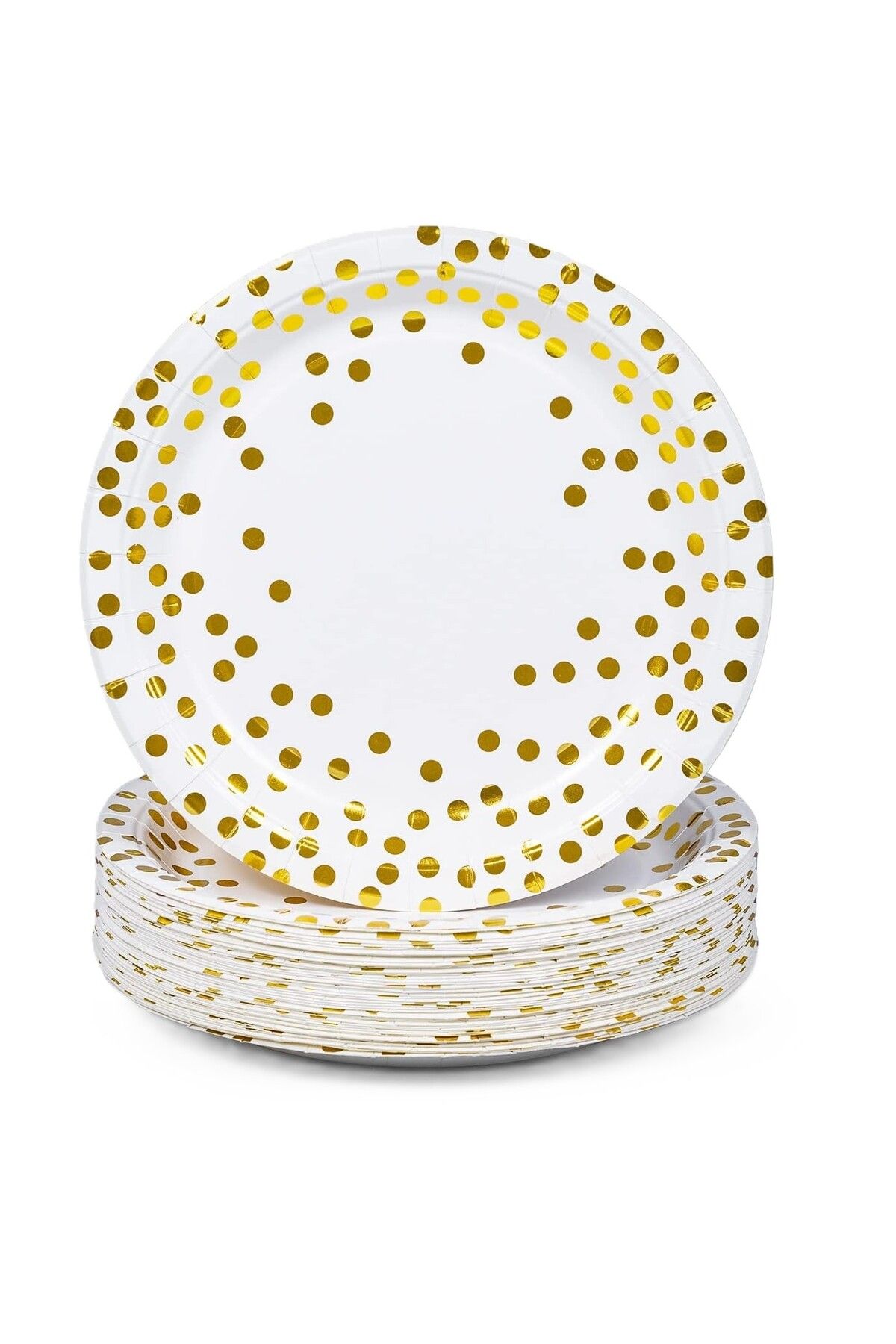 OEM Set 10 Farfurii Unica Folosinta, Imprimeu Cu Buline, Din Carton, Diametru 23 Cm, Alb Unisex - 10