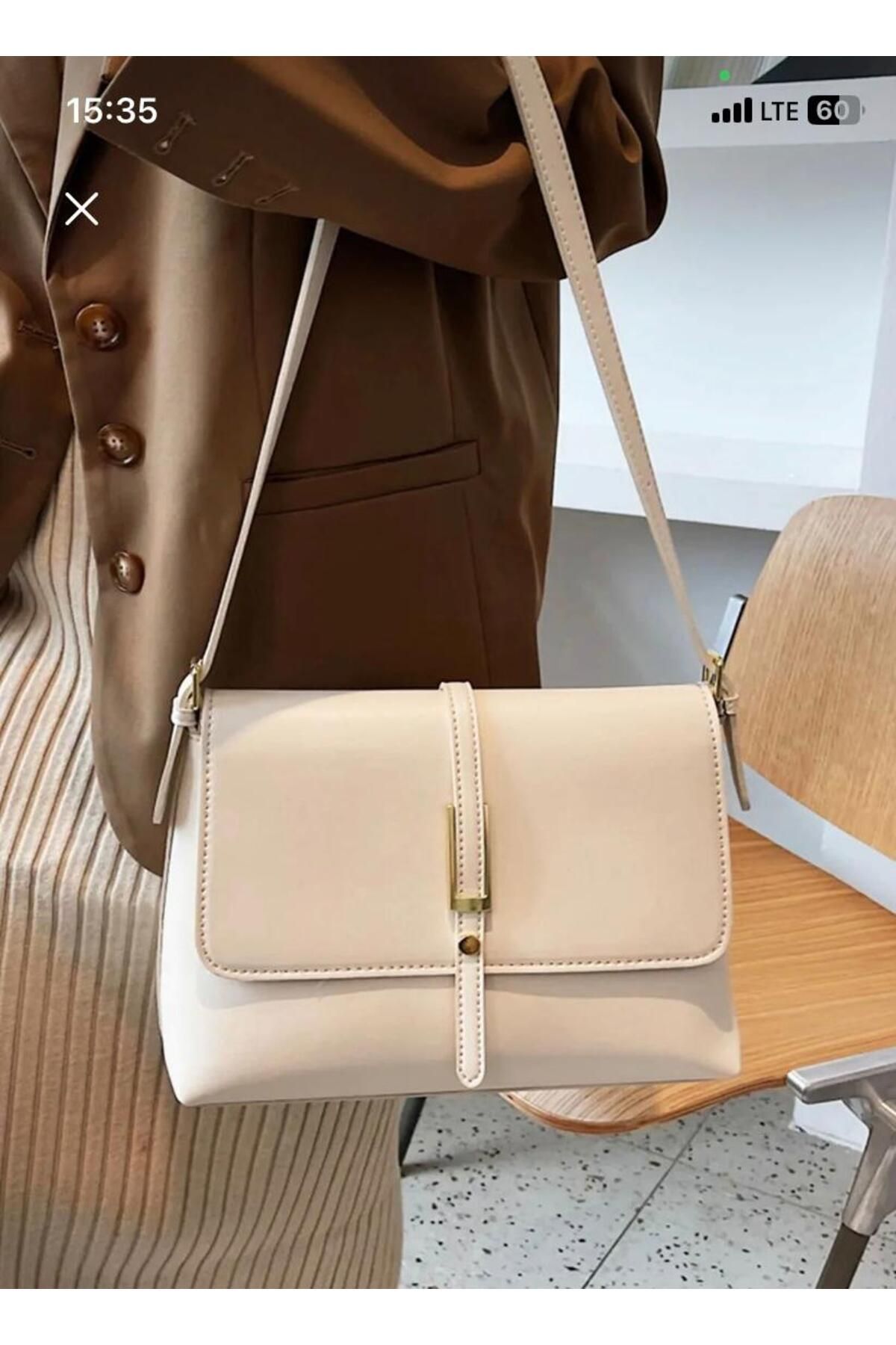cosybag. Senna Model Kadın Yumuşak Suni Deri Orta Boy Kol Ve Omuz Çantası KREM