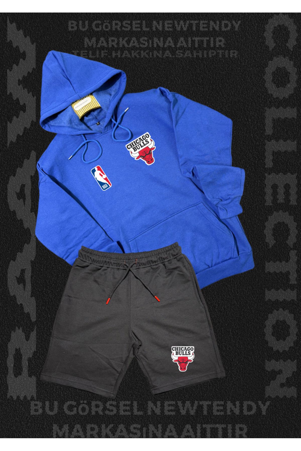 Minikelya Chigago bulls taraftar kombin hoodie penye şort alt üst takım 2li ürün