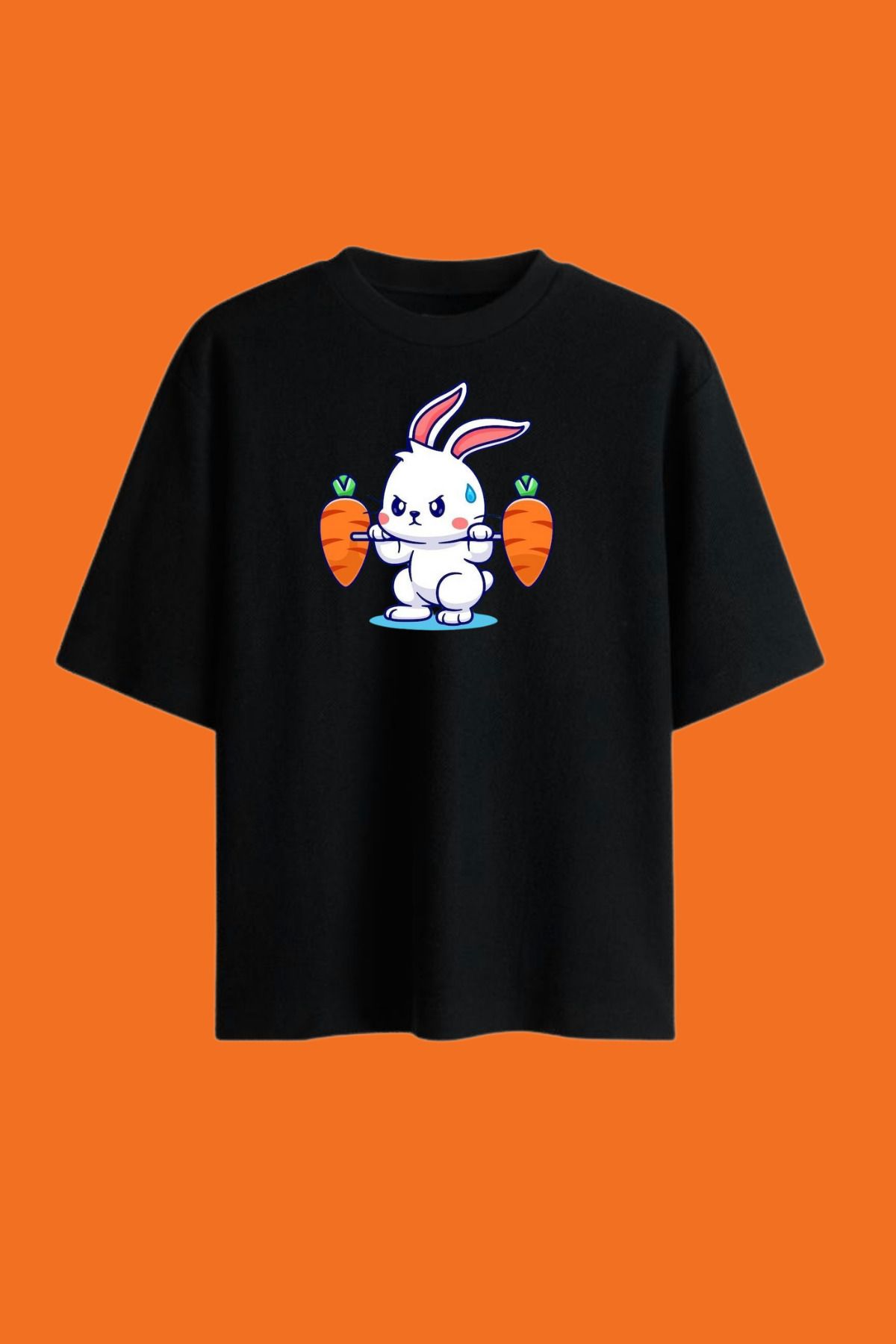 Dupe Design Rabbit Gym Baskılı Oversize T-shirt