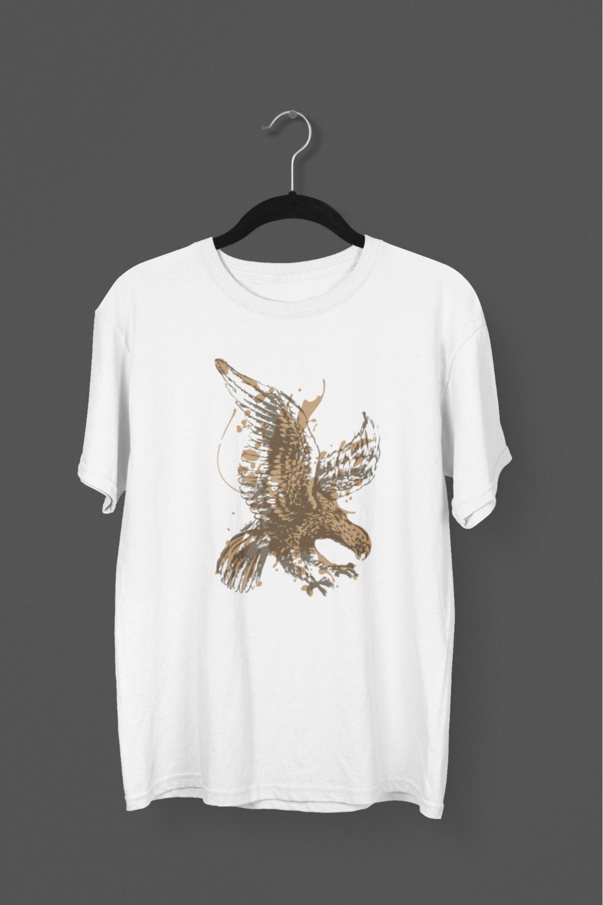 Butik ERKEK/KADIN -KARTAL- TRANSFER BASKILI YUVARLAK YAKA KISA KOL TİŞÖRT