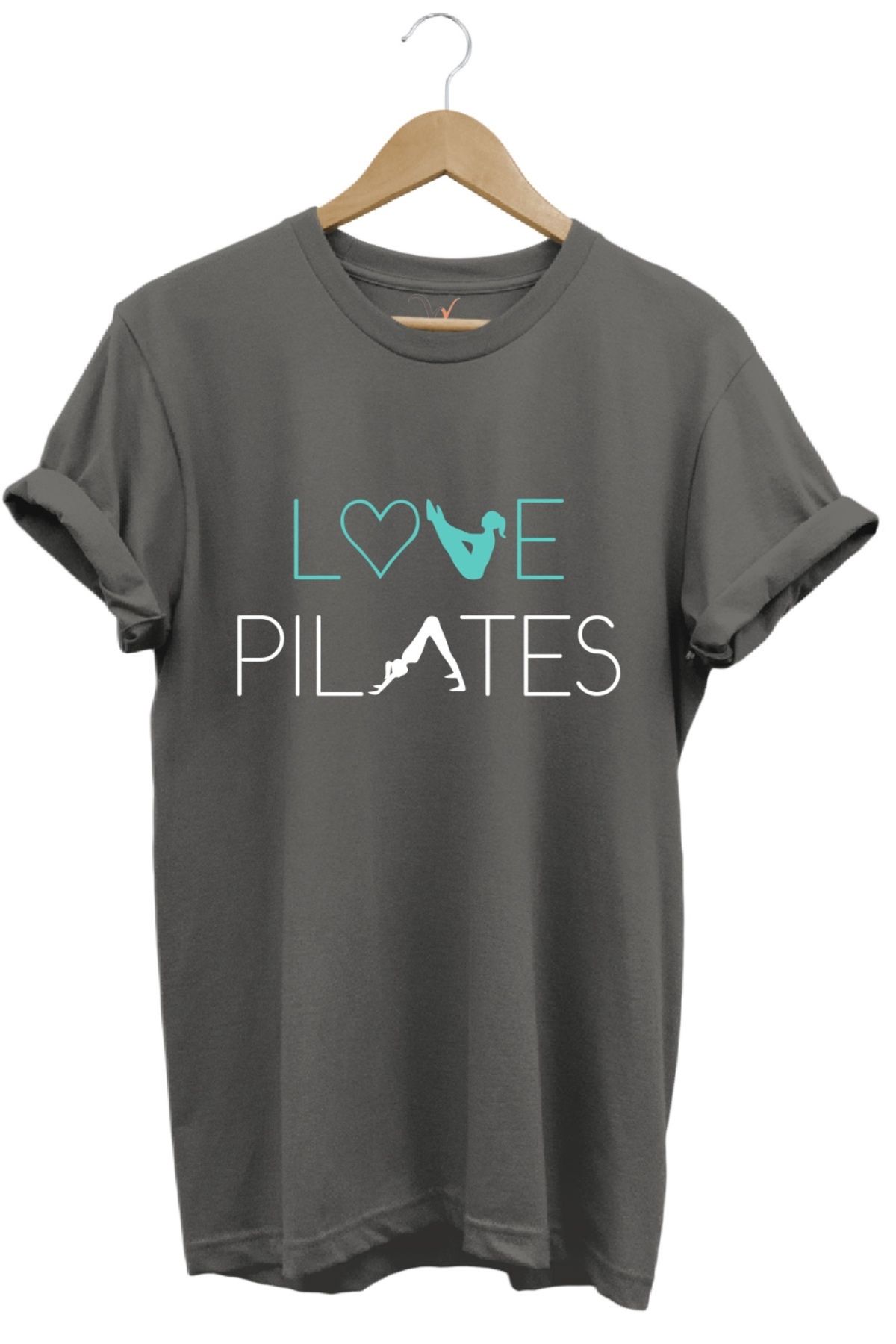 MODA Love Pilates– Spor & Günlük Stil Baskılı Tişört %100 Pamuk Bisiklet Yaka Basic T-shirt