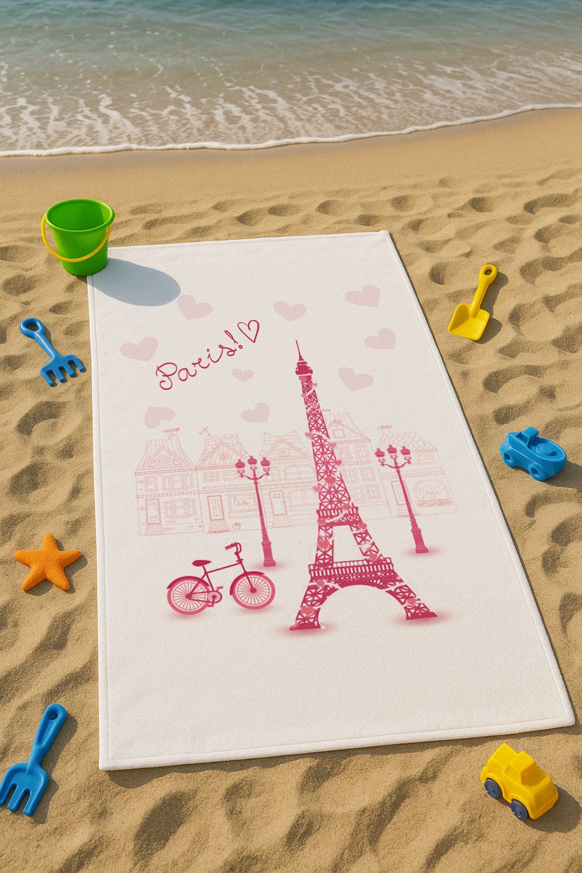 Talia Home Paris Eiffel Eyfel Kulesi Desenli Çocuk Plaj - Deniz- Havuz Havlusu TLAPH-105