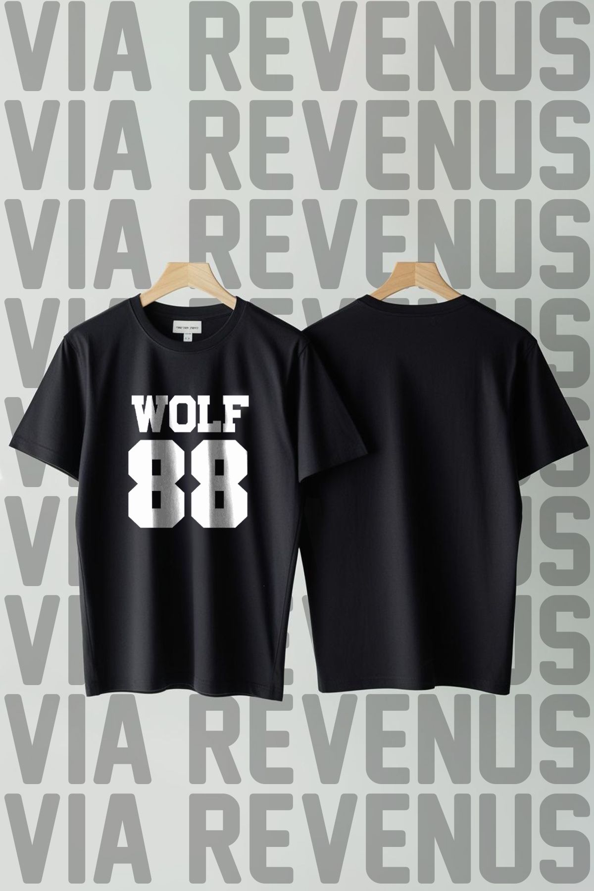 Vordevia Wolf 88 Baskılı Geniş Kalıp Unisex Bisiklet Yaka Tshirt