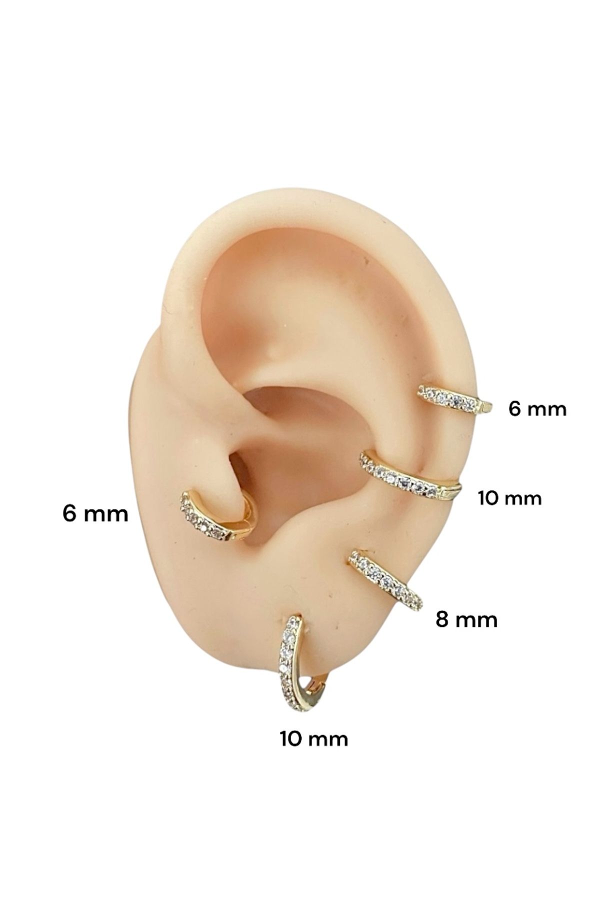 My Bellas Jewels Zirkon Taşlı Çelik Halka Piercing Küpe, Tragus,Helix, Conch, Lobe (1 Adet)