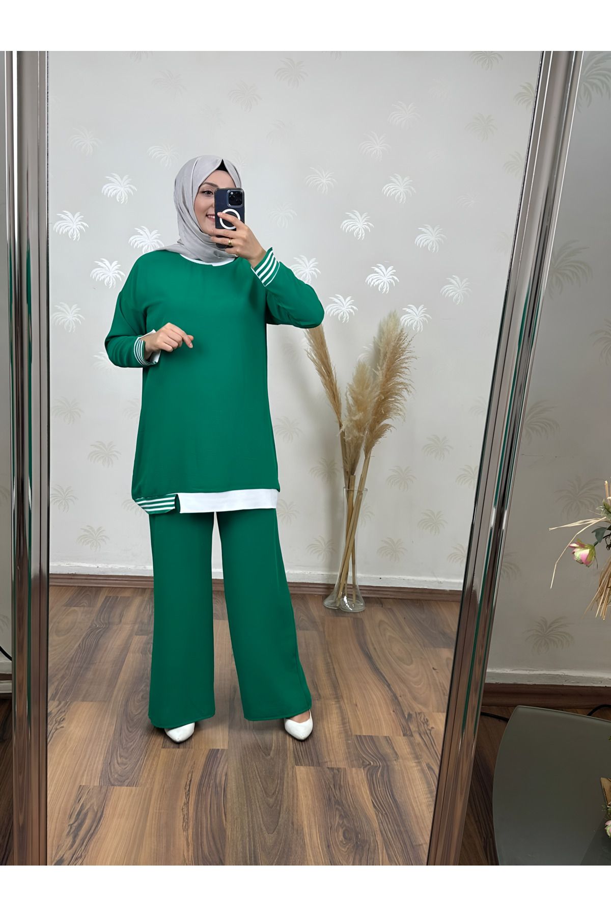meday Clothing RİBANALI İTHAL AYROBİN 2 Lİ TAKIM Tunik boy 85 cm. Pantolon boy 100 cm.