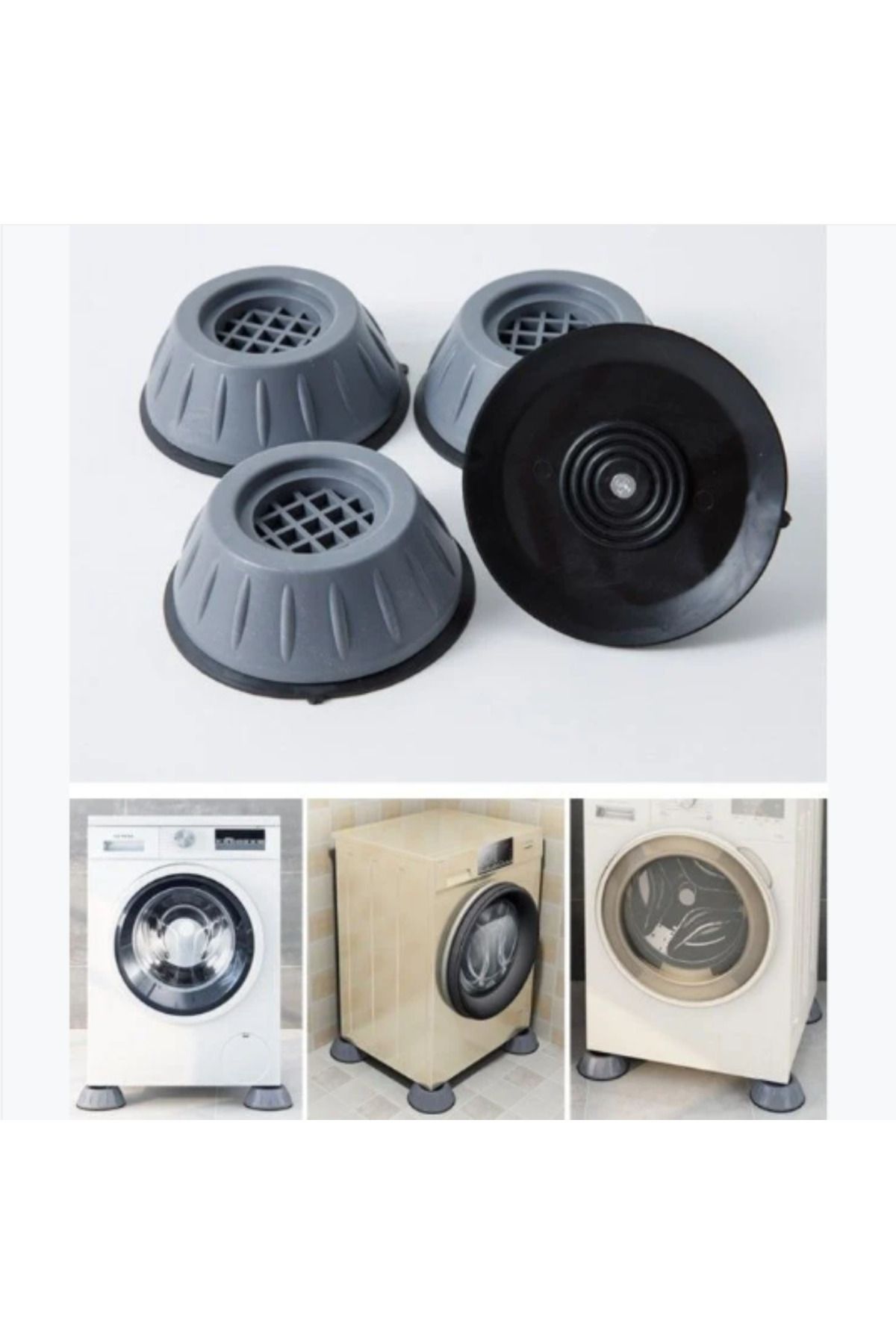 BerSel Butik Çamaşır Makinesi Titreşim Engelleyici Stoper GRİ 4 lü Set