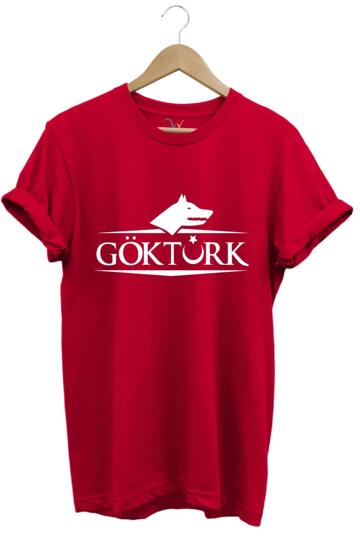 MODA Göktürk Yazılı Kurt Baskılı Anadolu Ruhunu Taşıyan Tasarım %100 Pamuk Bisiklet Yaka Basic T-shirt
